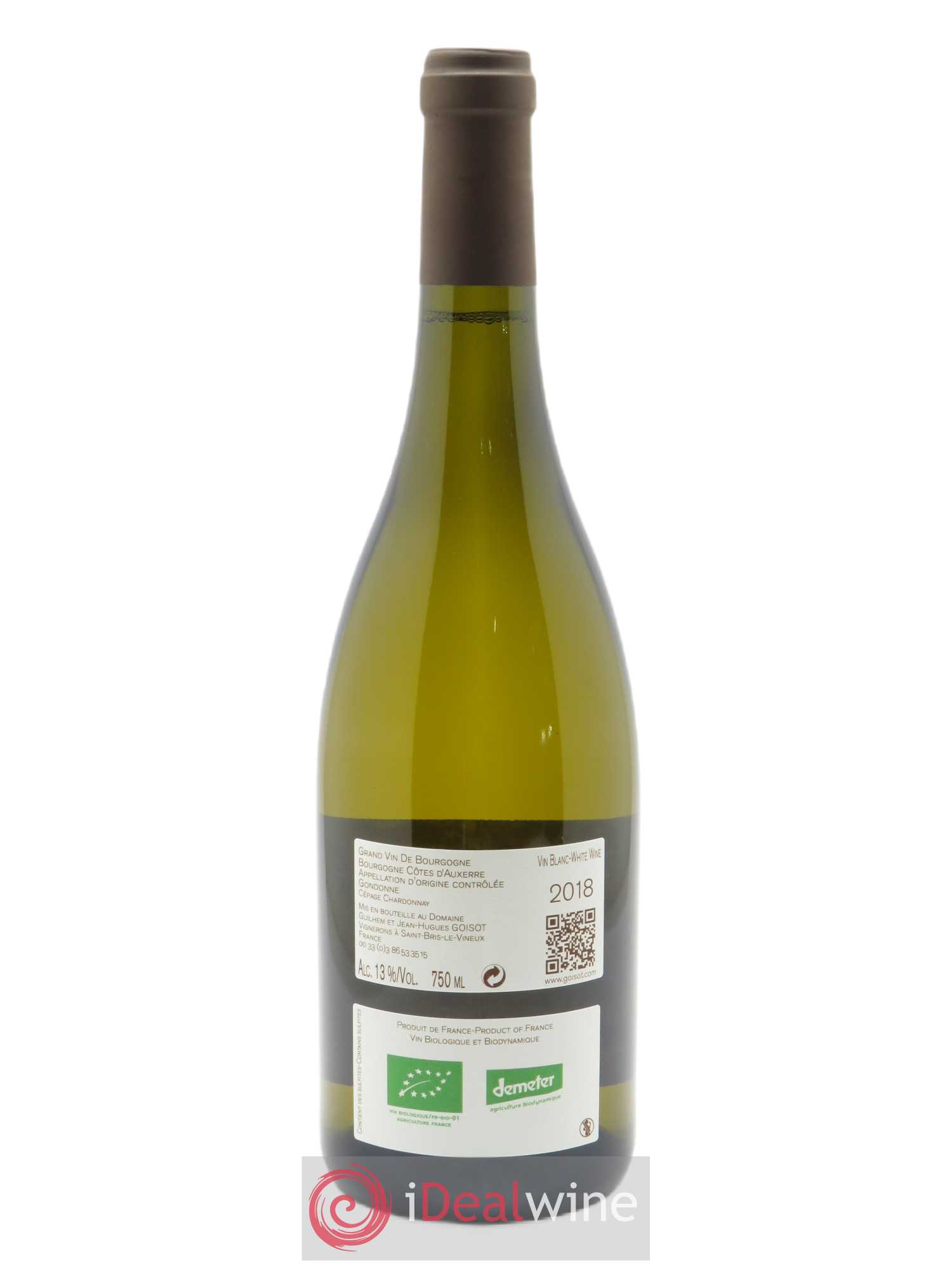 Bourgogne Côtes d'Auxerre Gondonne Goisot 2018 - Lot de 1 bouteille - 1