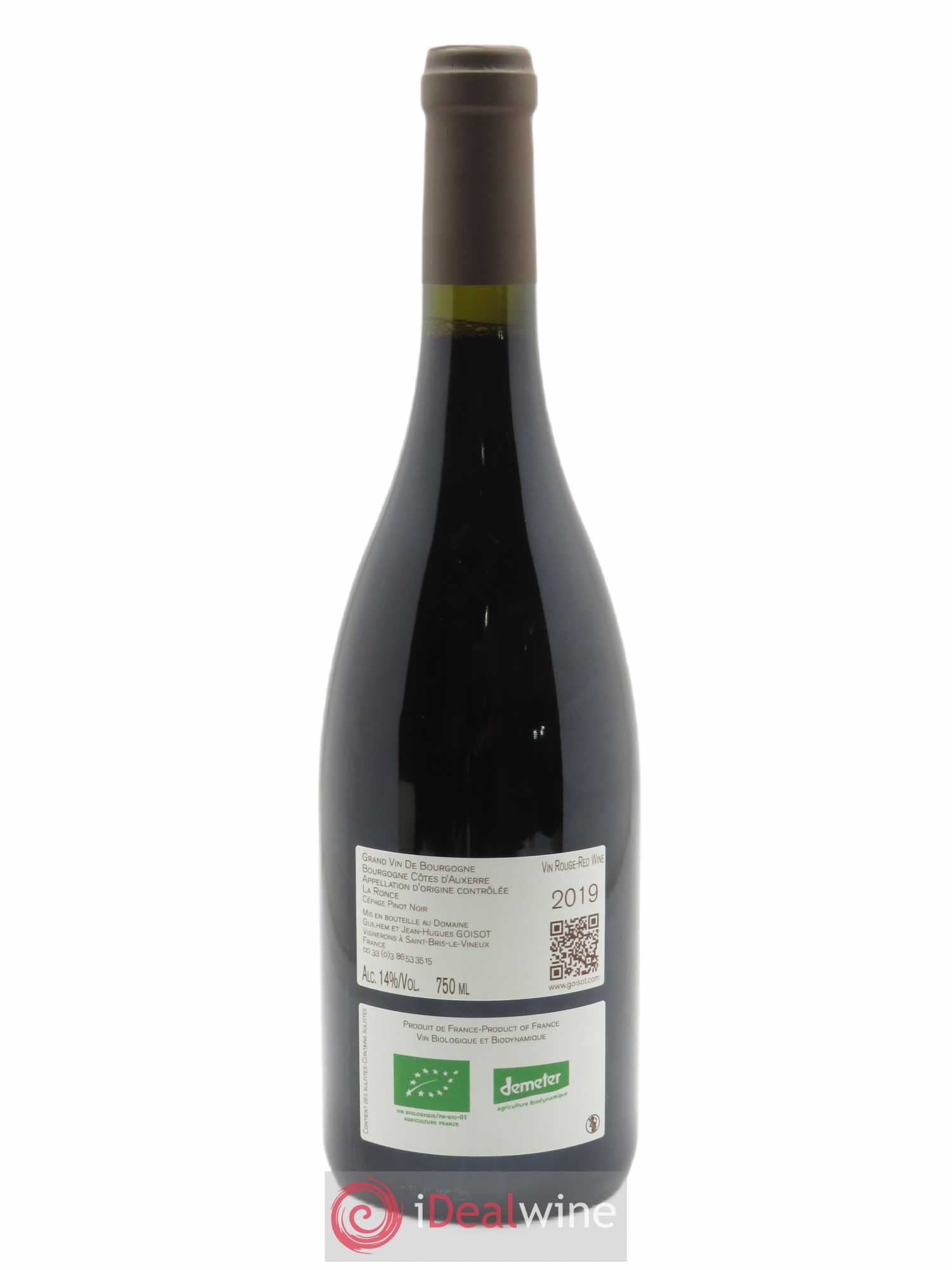 Bourgogne Côtes d'Auxerre La Ronce Goisot 2019 - Lot de 1 bouteille - 1