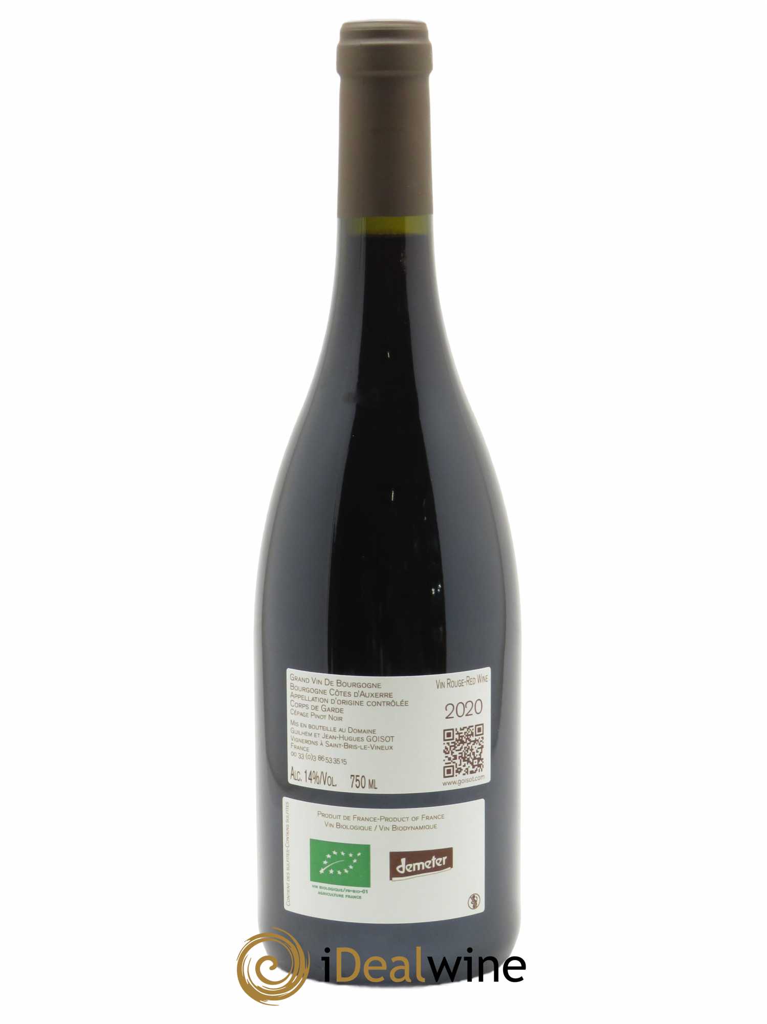 Bourgogne Côtes d'Auxerre Corps de Garde Goisot 2020 - Lot of 1 bottle - 1