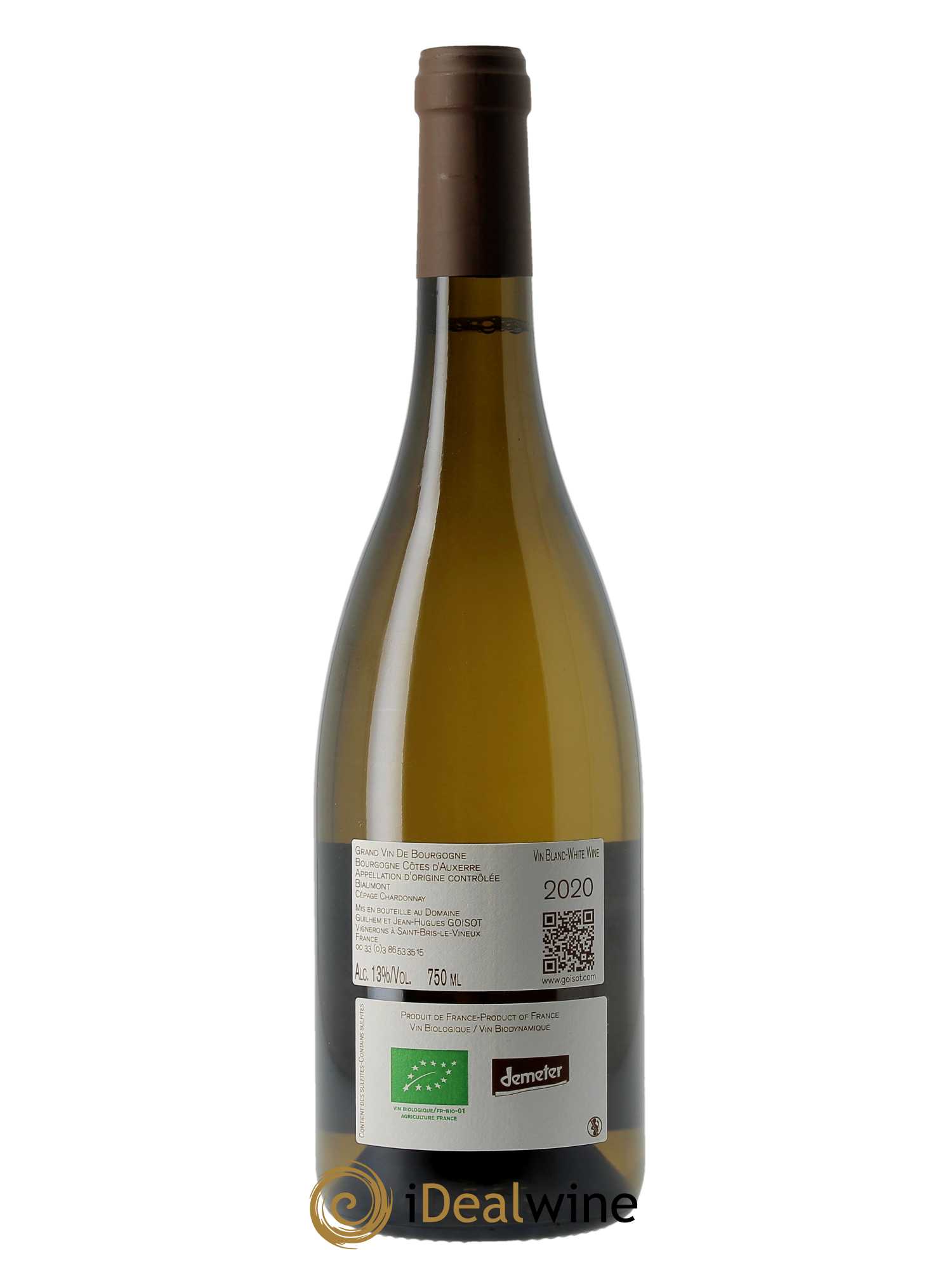 Bourgogne Côtes d'Auxerre Biaumont Goisot  2020 - Lot of 1 bottle - 1