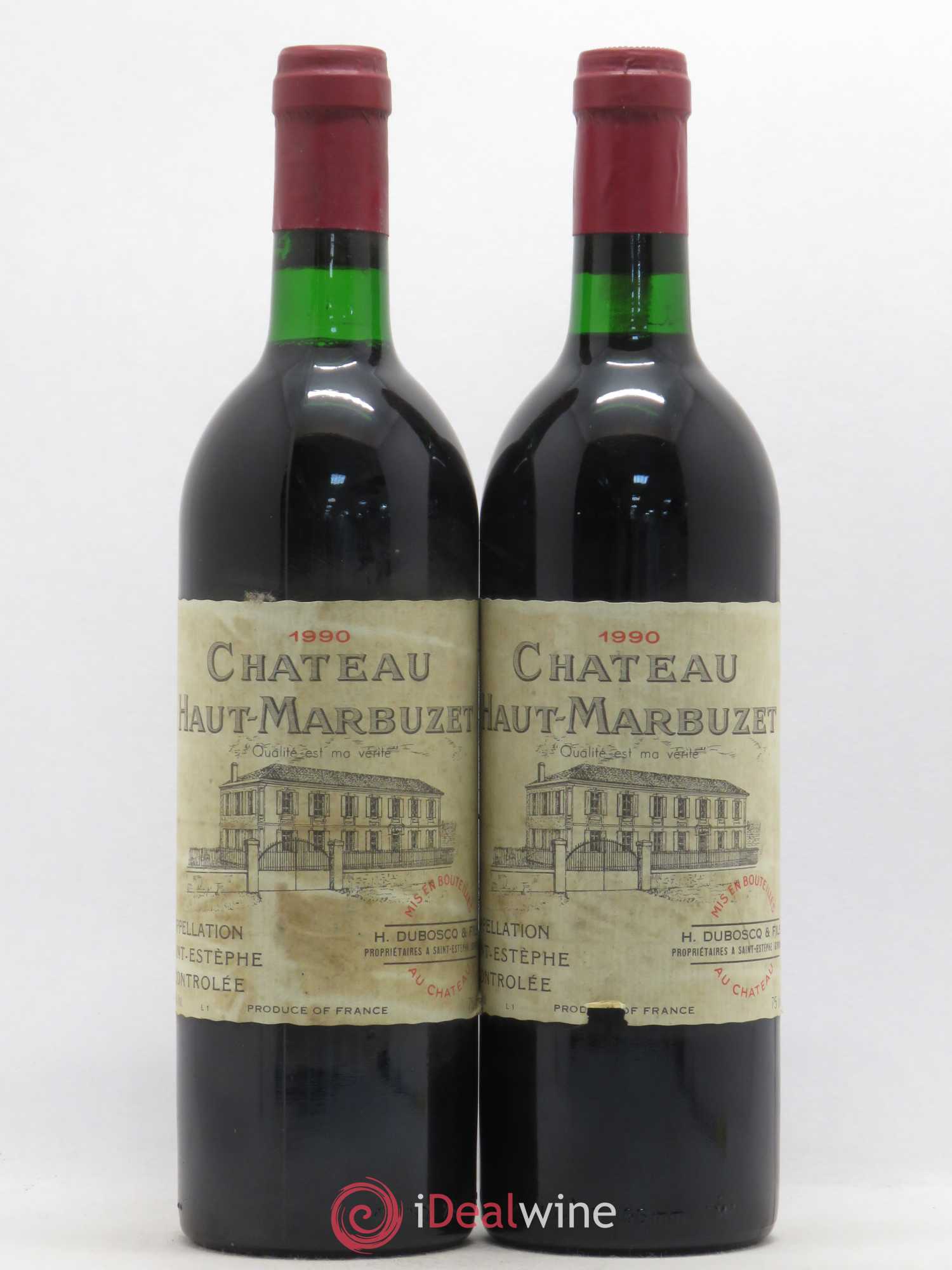 Château Haut Marbuzet 1990 - Lot de 2 bouteilles - 0