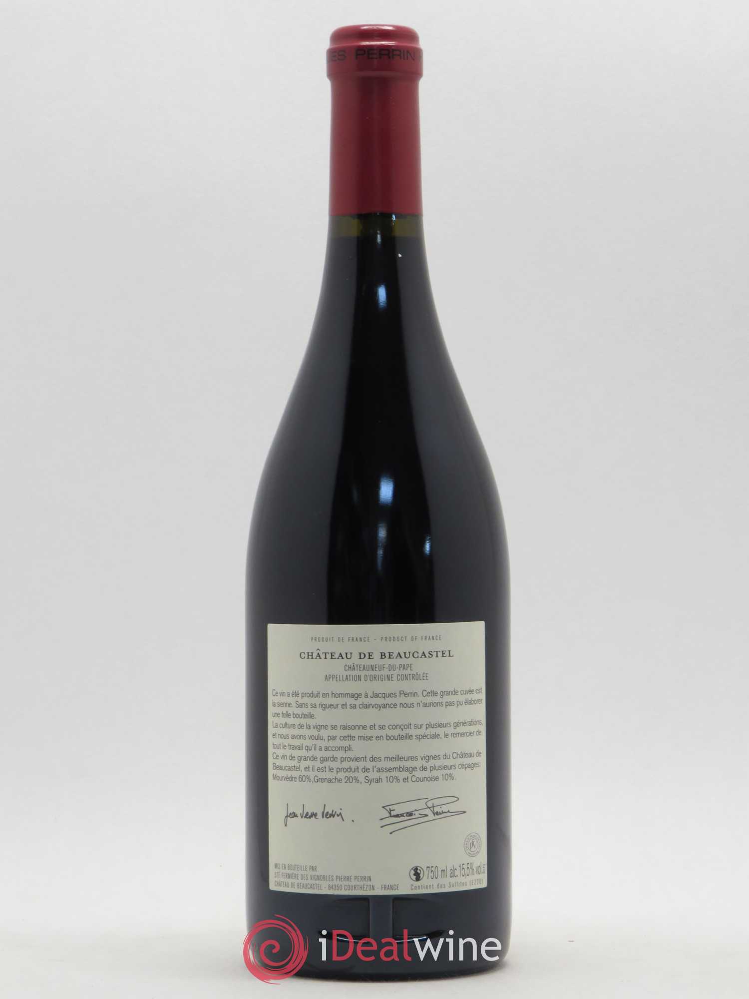 Châteauneuf-du-Pape Château de Beaucastel Hommage à Jacques Perrin Famille Perrin 2012 - Lot de 1 bouteille - 1