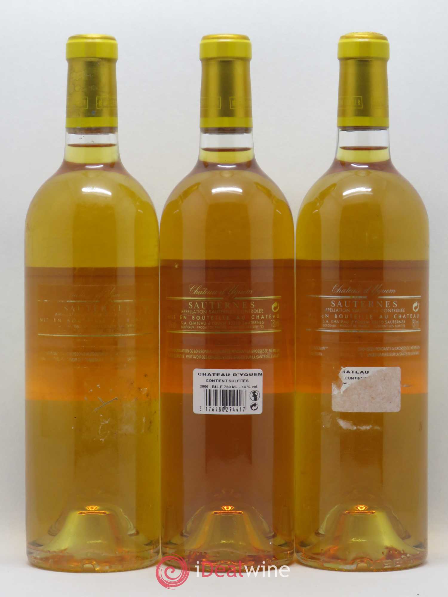 Château d' Yquem 1er Cru Classé Supérieur 2006 - Lotto di 3 bottiglie - 1