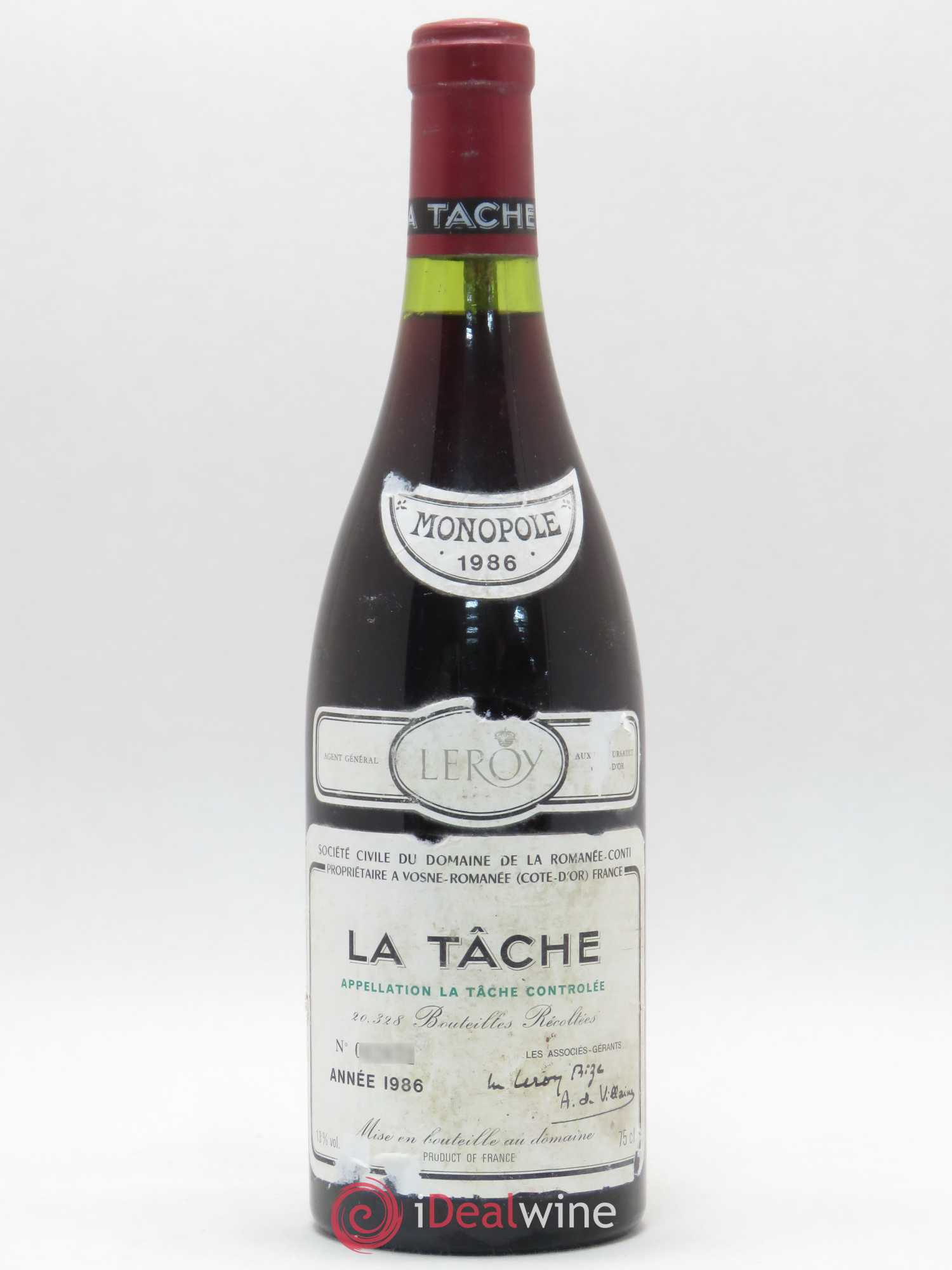 Buy La Tâche Grand Cru Domaine de la Romanée-Conti 1986 (lot