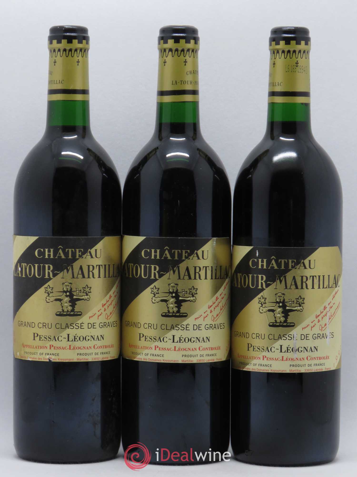 Château Latour-Martillac Cru Classé de Graves 1993 - Lot de 3 bouteilles - 0