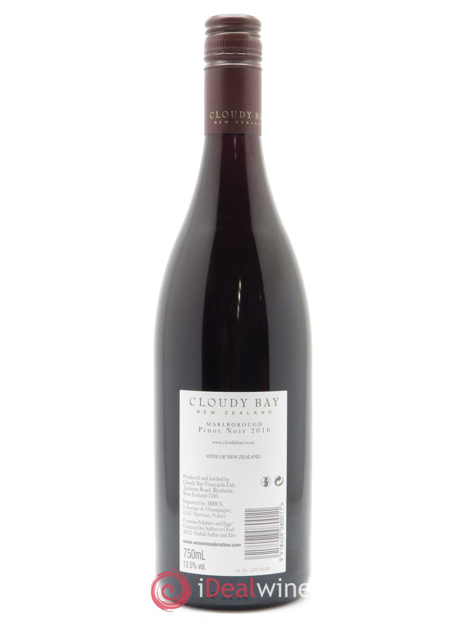 Central Otago Cloudy Bay Pinot Noir 2016 - Lot de 1 bouteille - 1