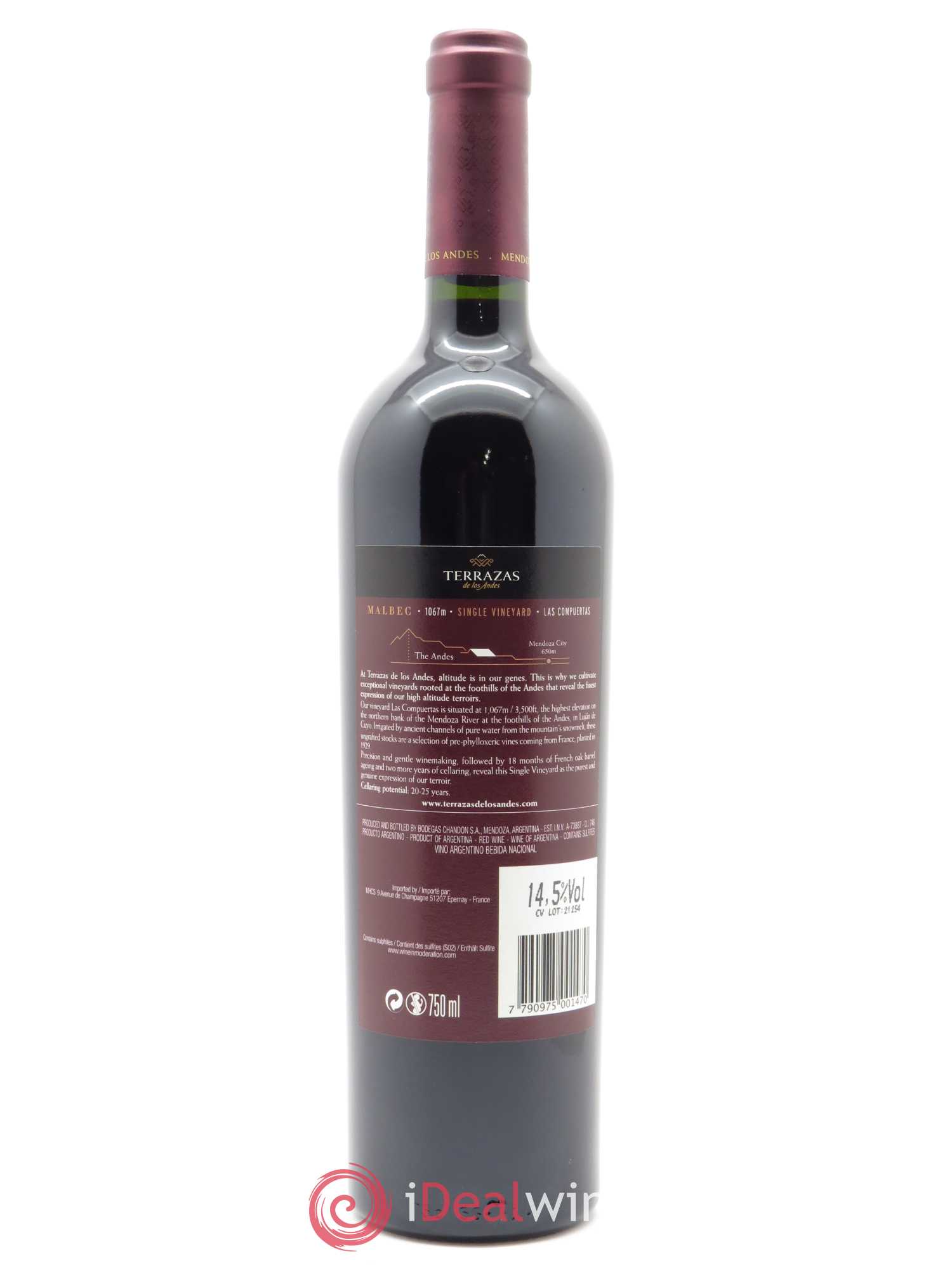 Mendoza Single Vineyard Las Compuertas Malbec Terrazas de los Andes 2014 - Lot de 1 bouteille - 1