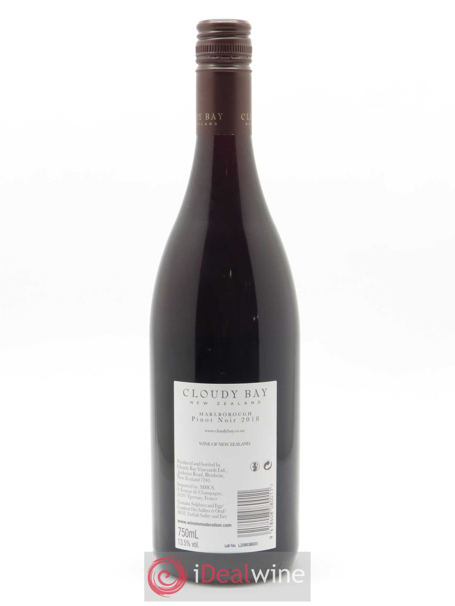 Central Otago Cloudy Bay Pinot Noir 2018 - Lot de 1 bouteille - 1