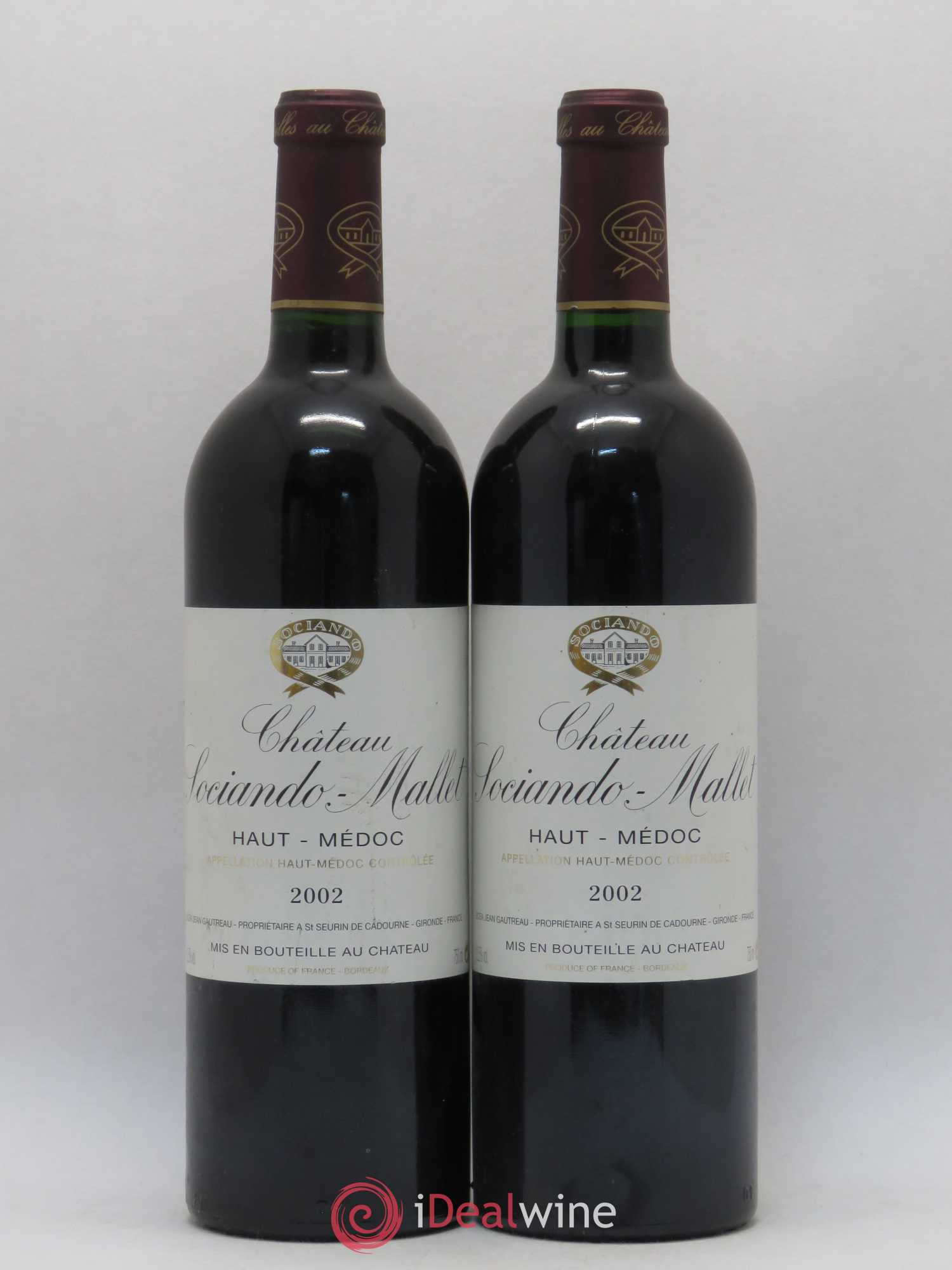 Château Sociando Mallet 2002 - Lot de 2 bouteilles - 0