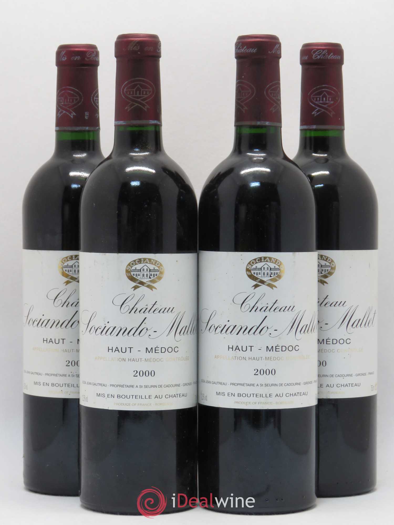 Château Sociando Mallet 2000 - Lot de 4 bouteilles - 0