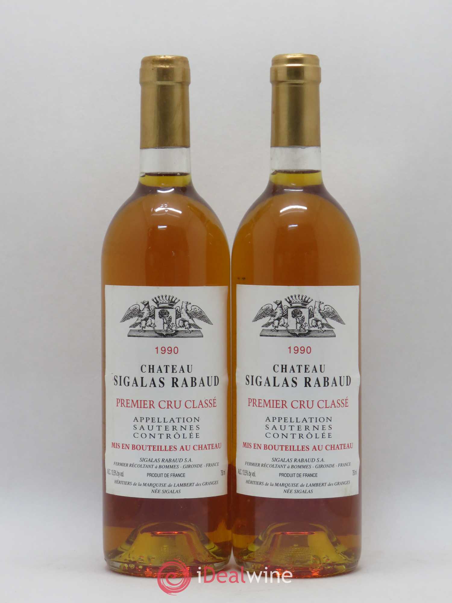 Château Sigalas Rabaud 1er Grand Cru Classé 1990 - Lotto di 2 bottiglie - 0
