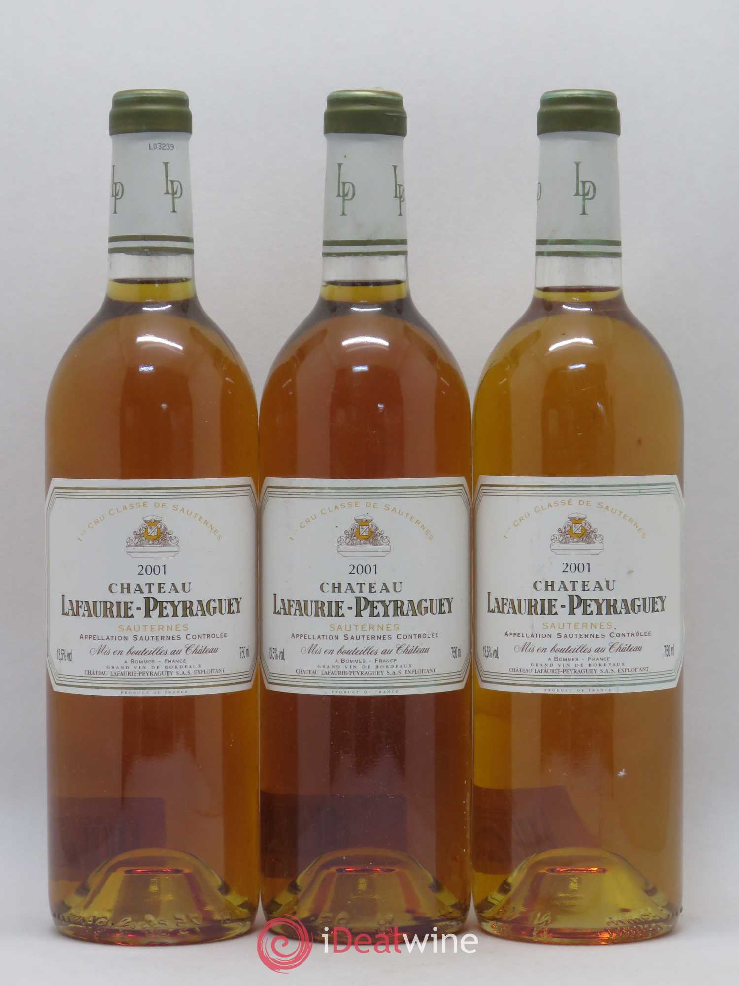 Château Lafaurie-Peyraguey 1er Grand Cru Classé 2001 - Lotto di 3 bottiglie - 0