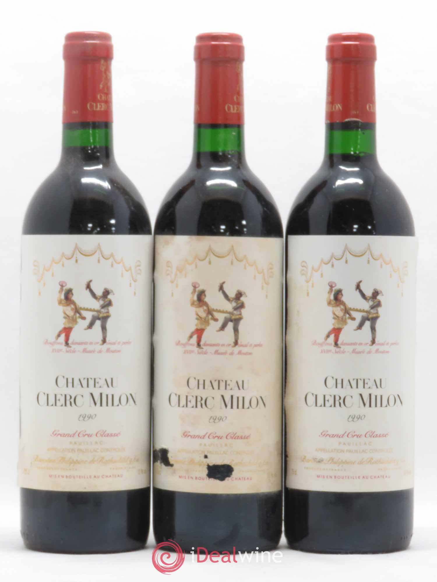 Château Clerc Milon 5ème Grand Cru Classé 1990 - Lot de 3 bouteilles - 0