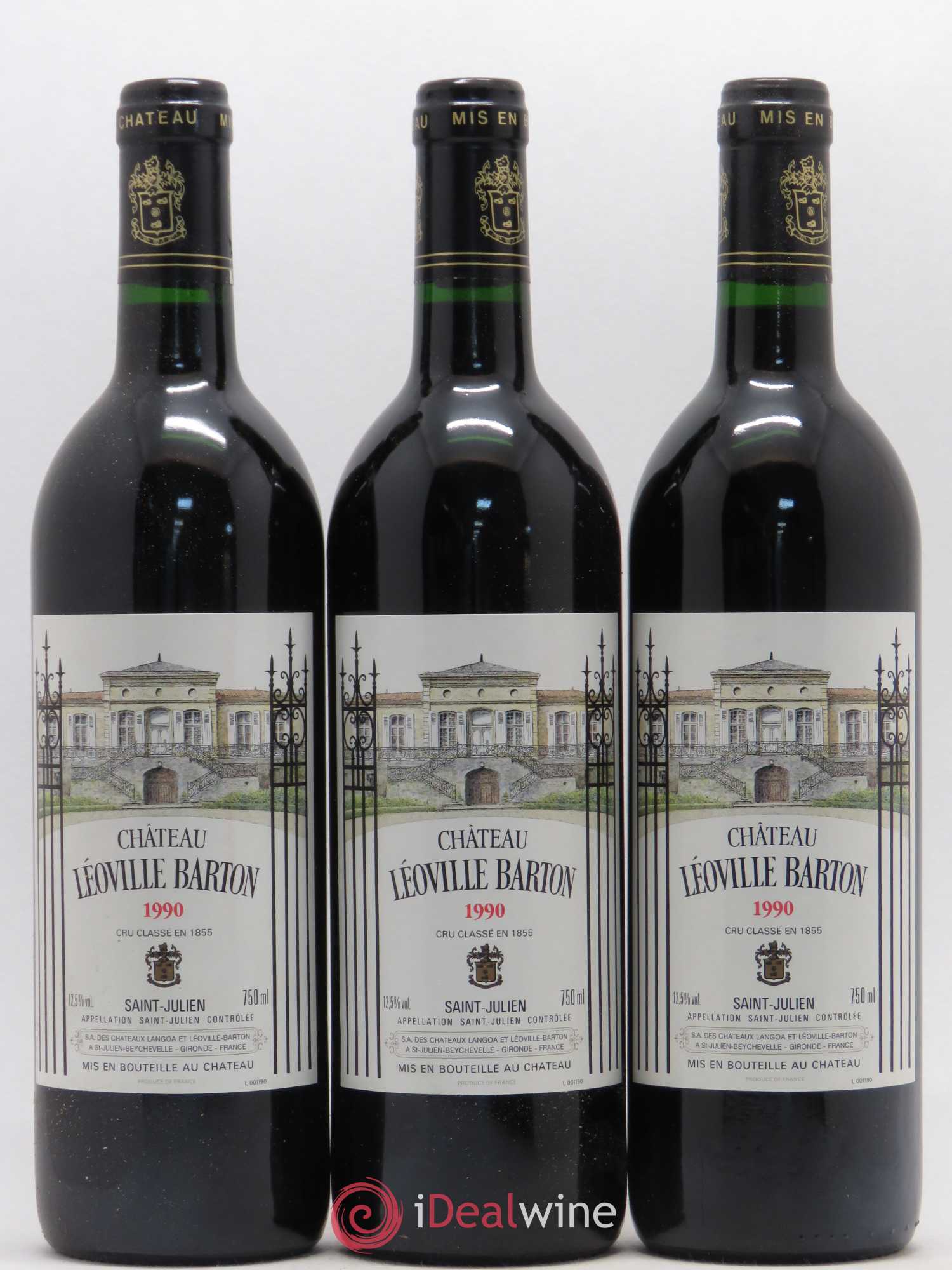 Château Léoville Barton 2ème Grand Cru Classé 1990 - Lot de 3 bouteilles - 0