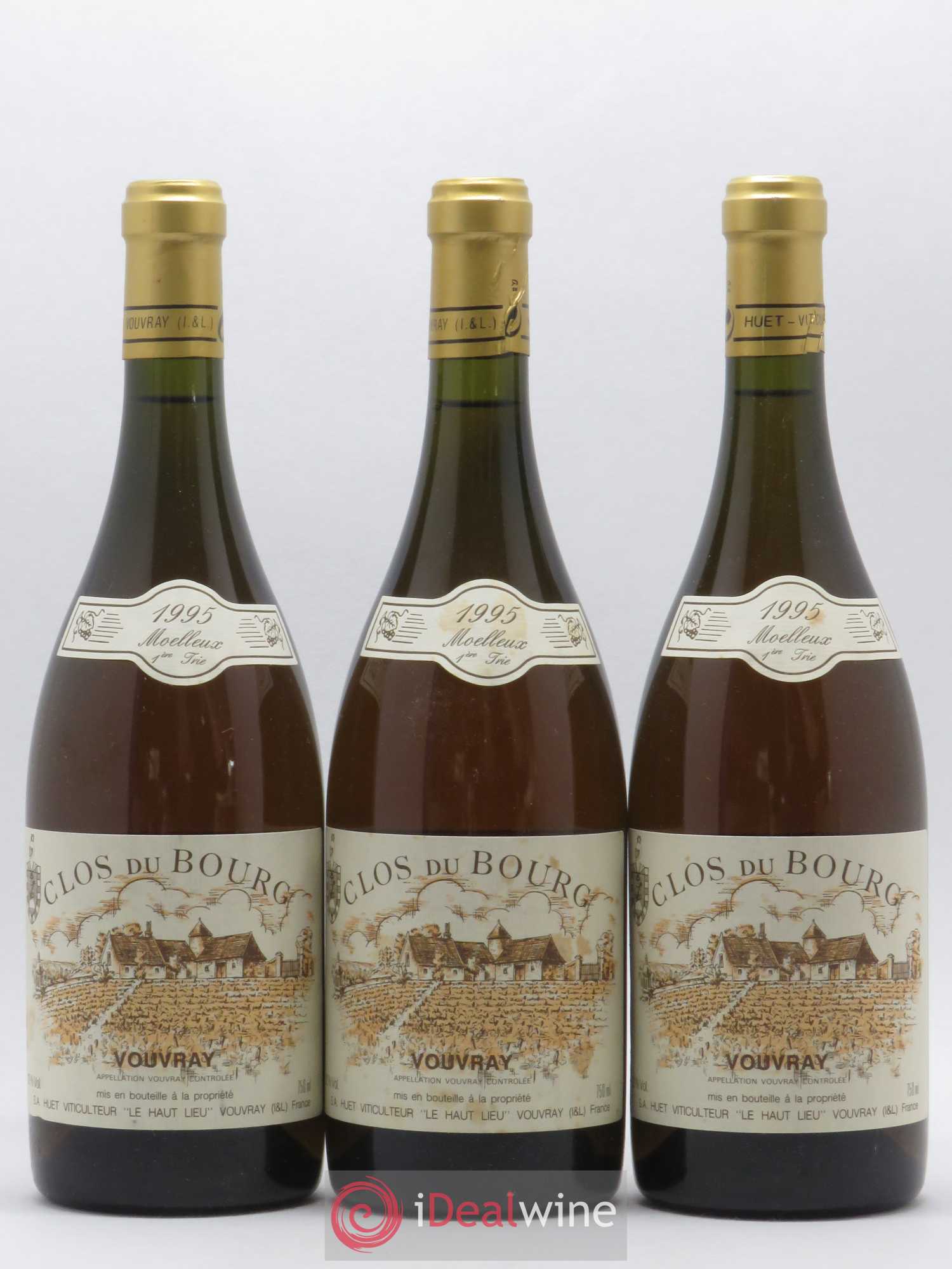 Vouvray Clos du Bourg Moelleux 1ère trie Domaine Huet 1995 - Lotto di 3 bottiglie - 0
