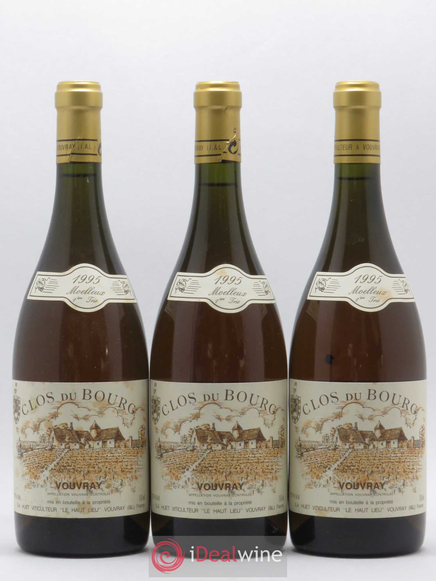 Vouvray Clos du Bourg Moelleux 1ère trie Domaine Huet 1995 - Lotto di 3 bottiglie - 0