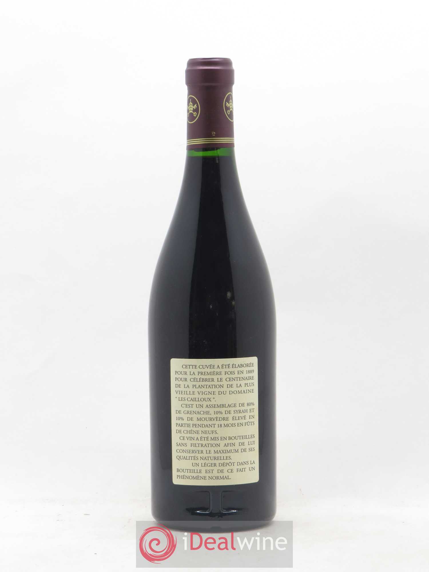 Châteauneuf-du-Pape Les Cailloux Cuvée Centenaire André Brunel 1998 - Lot de 1 bouteille - 1