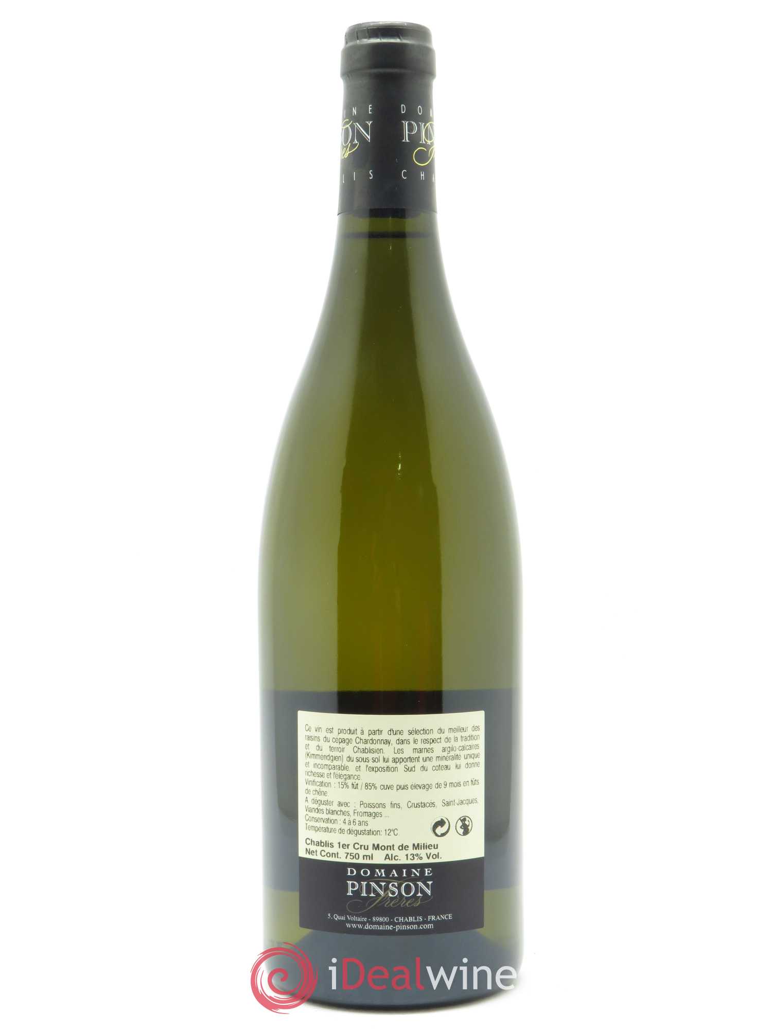 Chablis 1er Cru Mont de Milieu Pinson Frères (Domaine) 2018 - Lot de 1 bouteille - 1