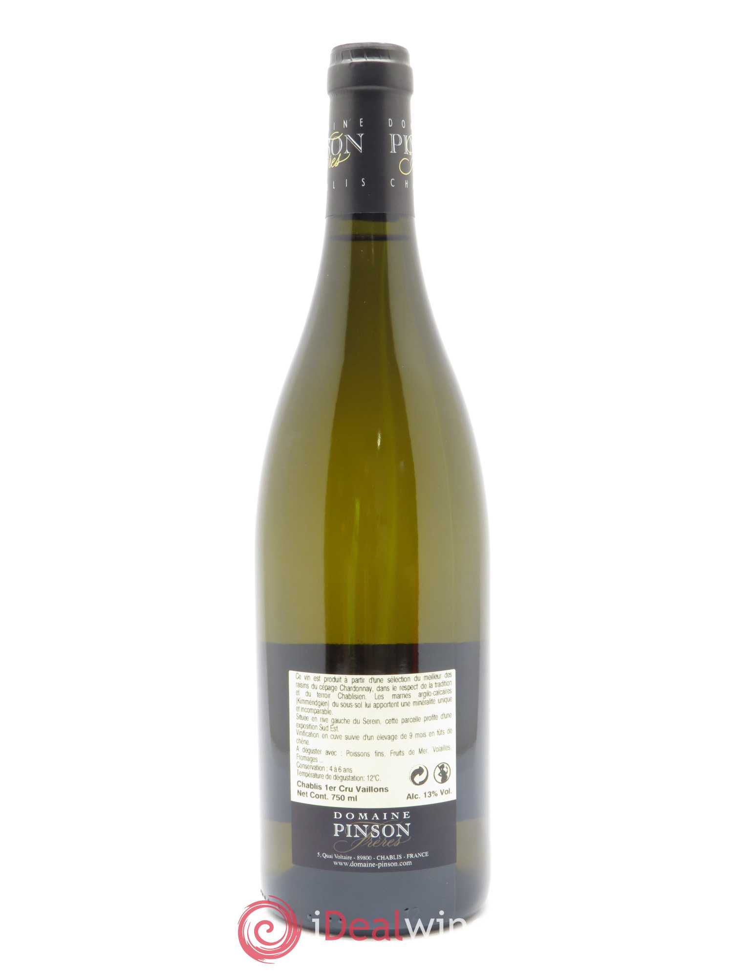 Chablis 1er Cru Vaillons Pinson Frères (Domaine) 2018 - Lot de 1 bouteille - 1