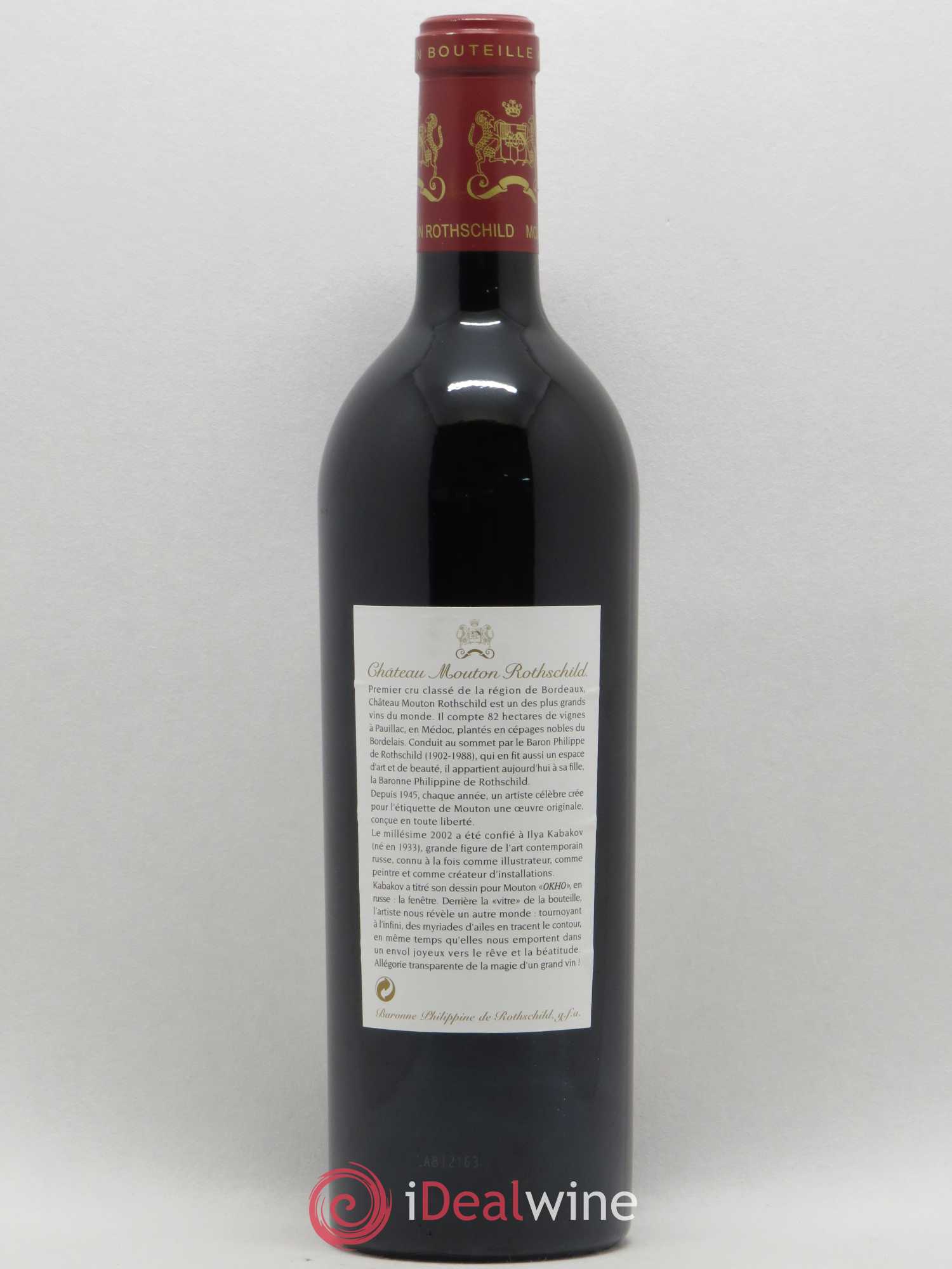 Château Mouton Rothschild 1er Grand Cru Classé 2002 - Lot de 1 bouteille - 1