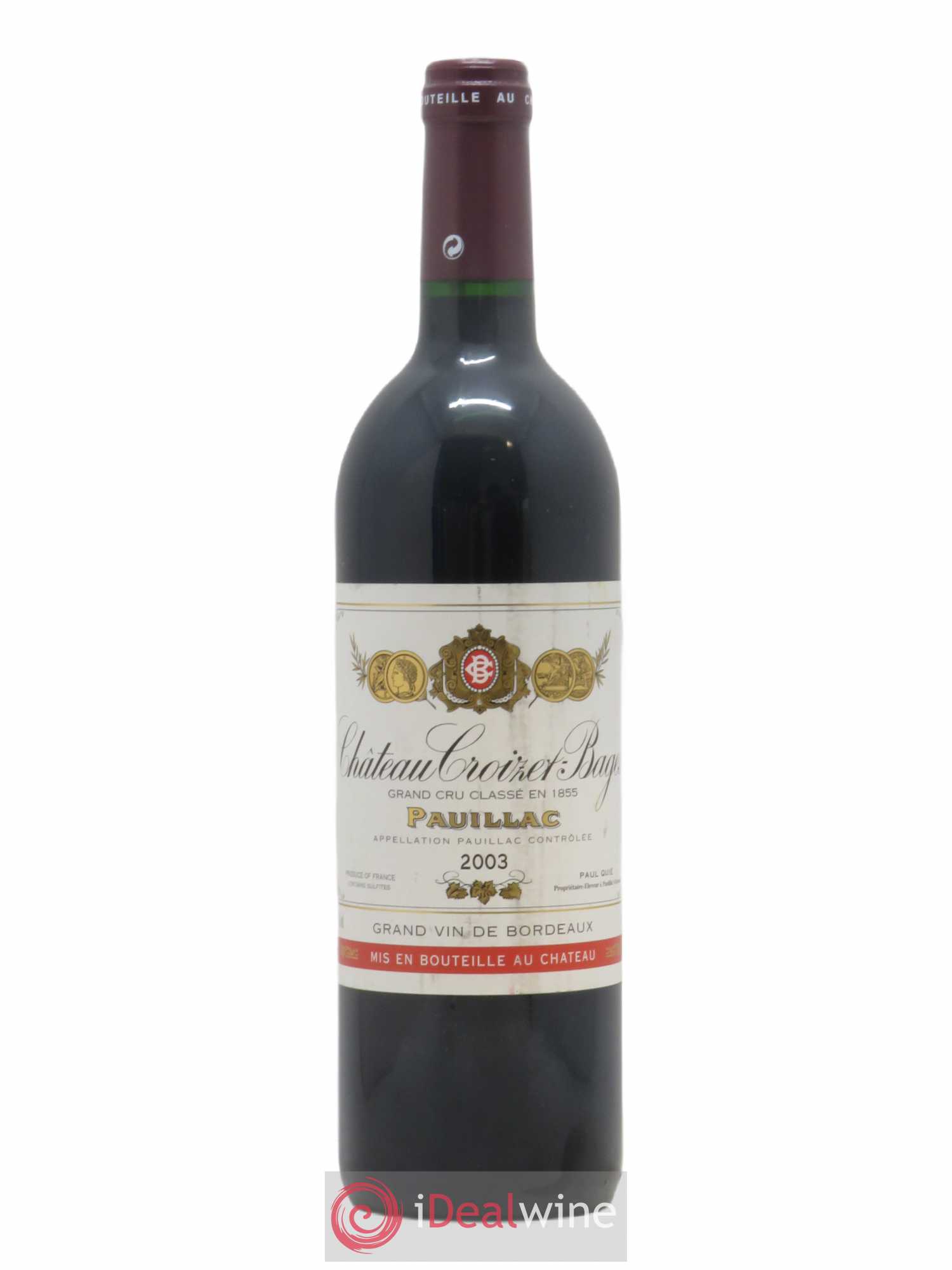 Château Croizet Bages 5ème Grand Cru Classé 2003 - Lot de 1 bouteille - 0