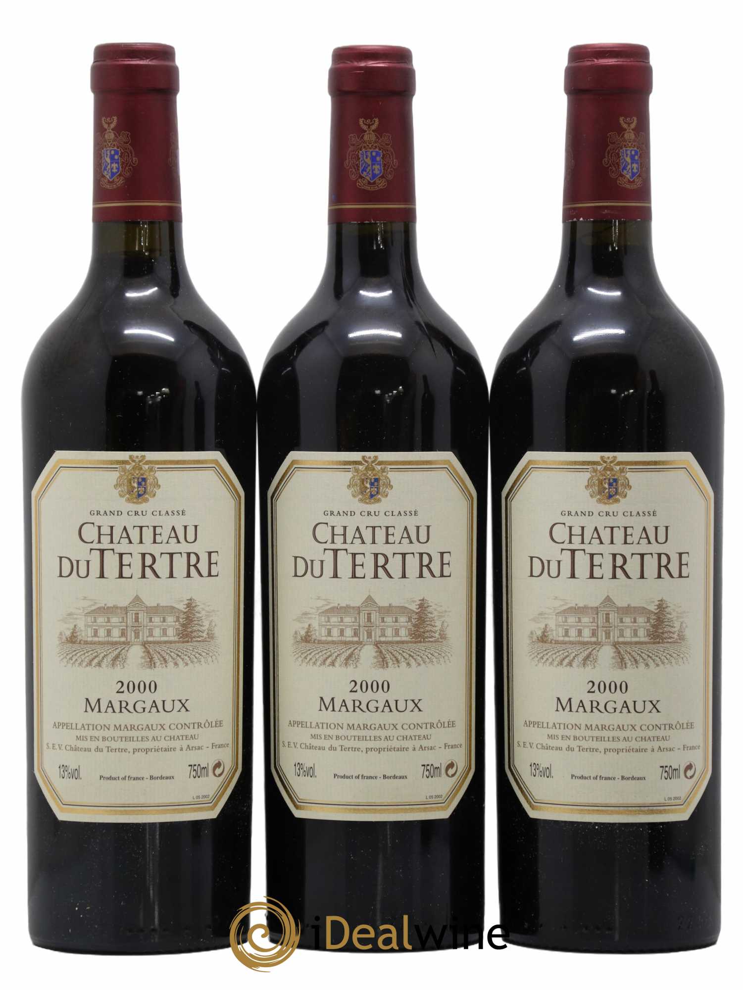 Château du Tertre 5ème Grand Cru Classé 2000 - Lot de 3 bouteilles - 0