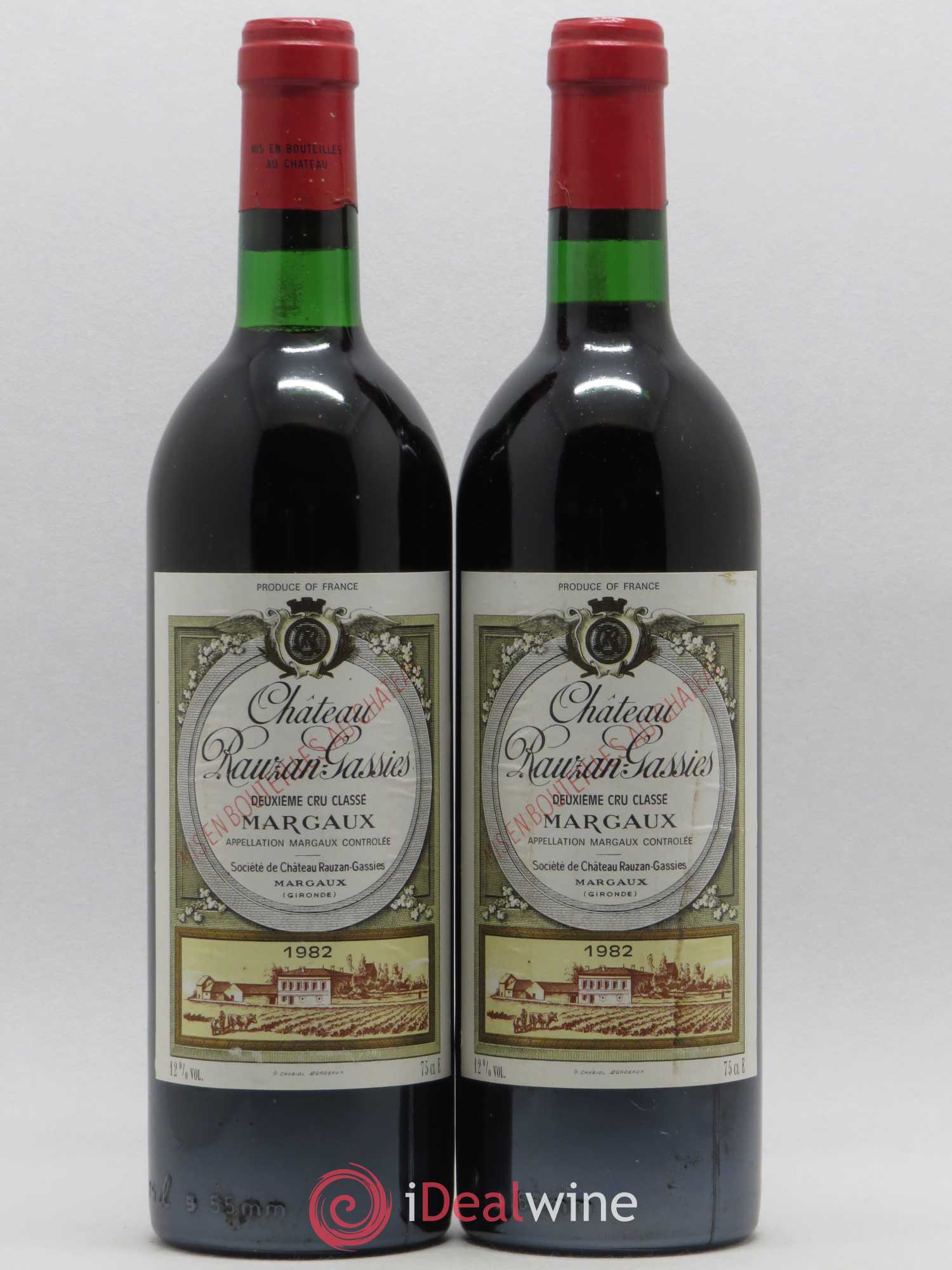 Château Rauzan-Gassies 2ème Grand Cru Classé 1982 - Lot de 2 bouteilles - 0
