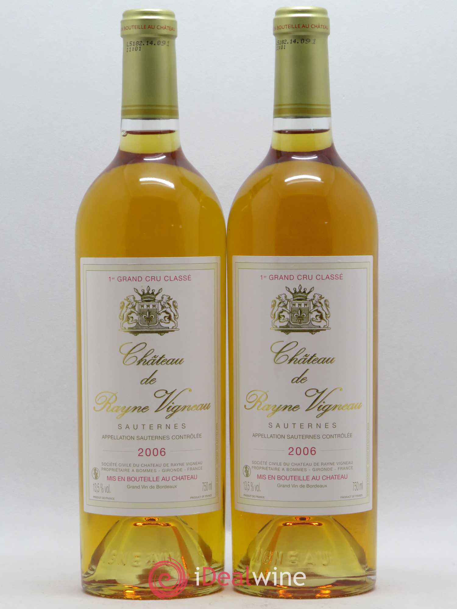 Château de Rayne Vigneau 1er Grand Cru Classé 2006 - Lotto di 2 bottiglie - 0