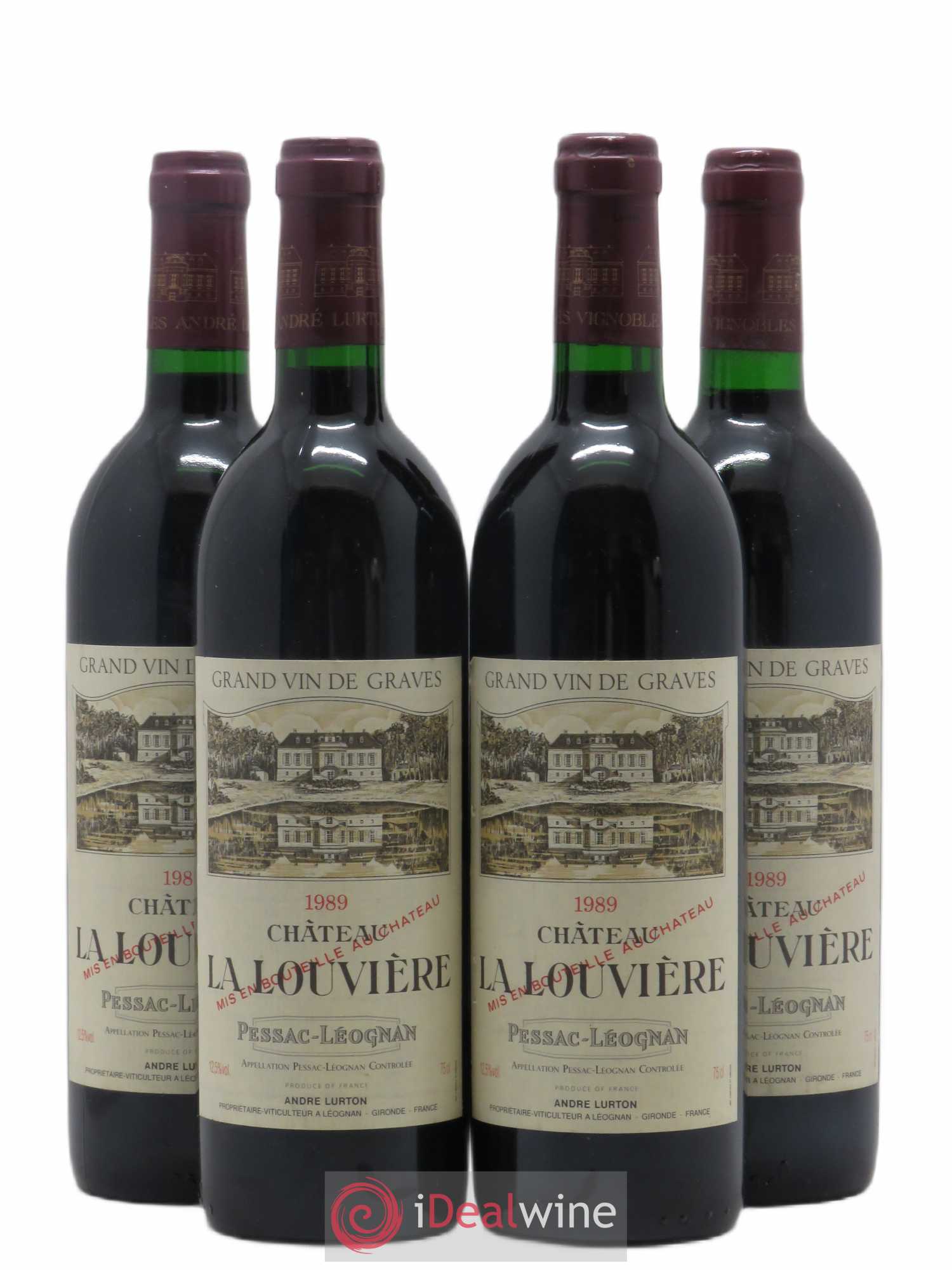 Château la Louvière 1989 - Lot de 4 bouteilles - 0