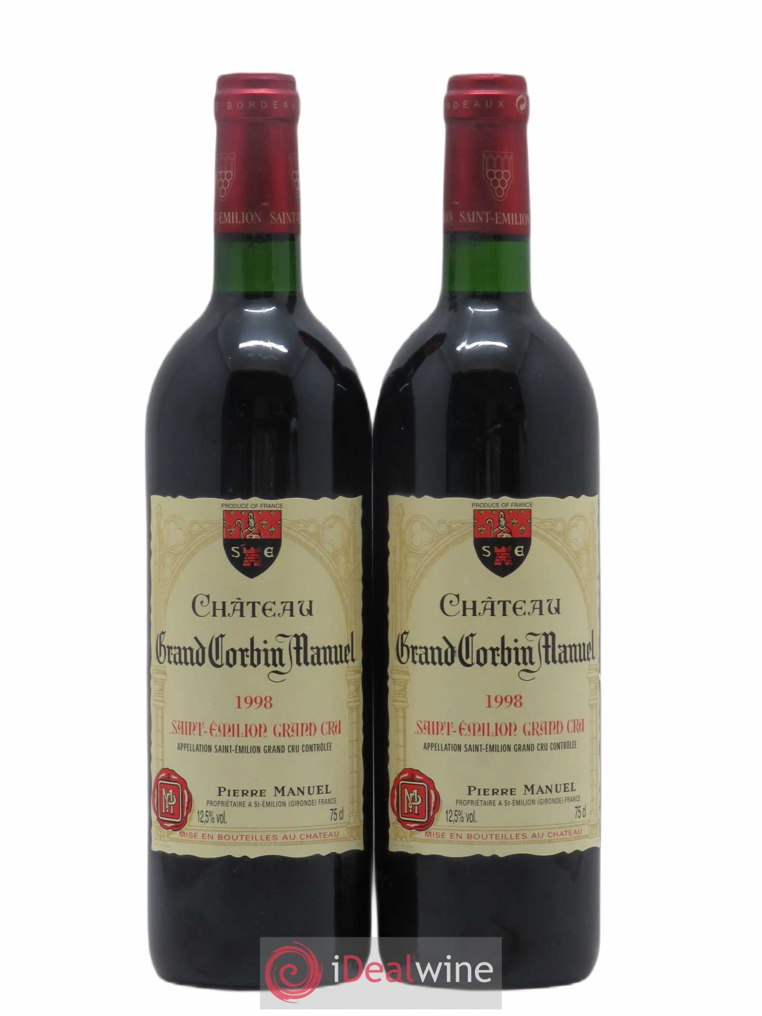 Château Grand Corbin Manuel 1998 - Lot de 2 bouteilles - 0