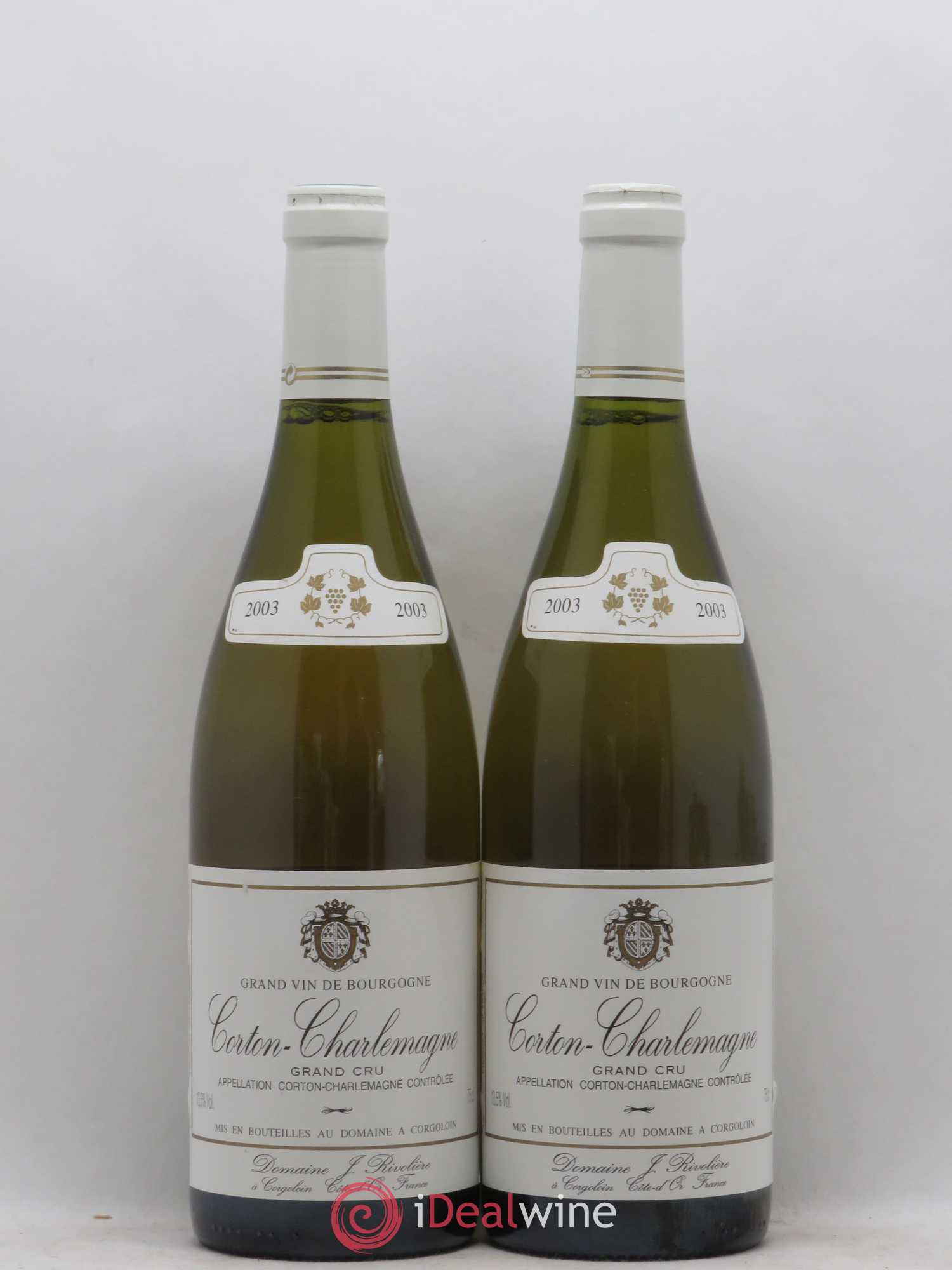 Corton-Charlemagne Grand Cru Domaine Rivoliere 2003 - Lot de 2 bouteilles - 0