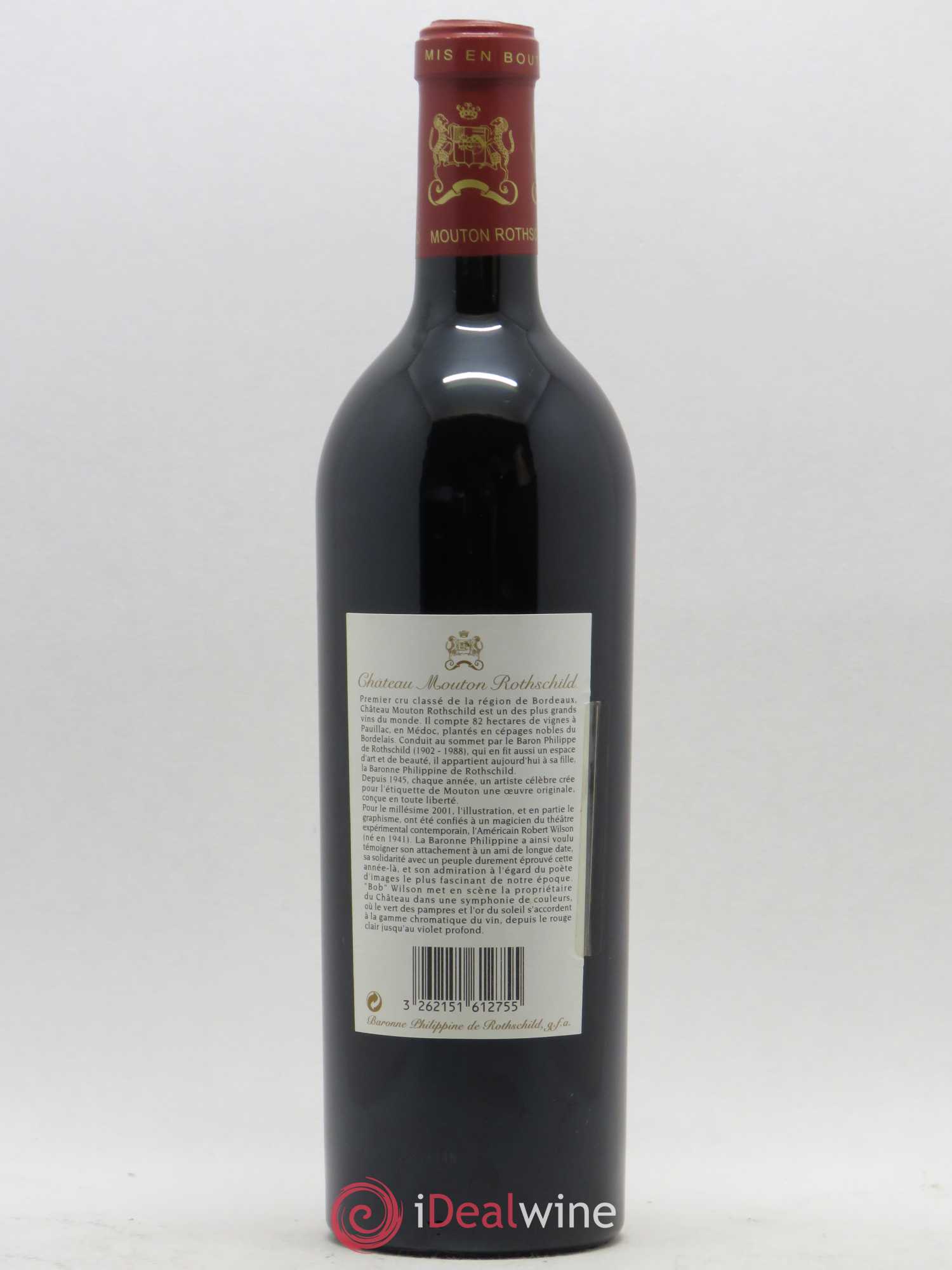 Château Mouton Rothschild 1er Grand Cru Classé 2001 - Lot de 1 bouteille - 1