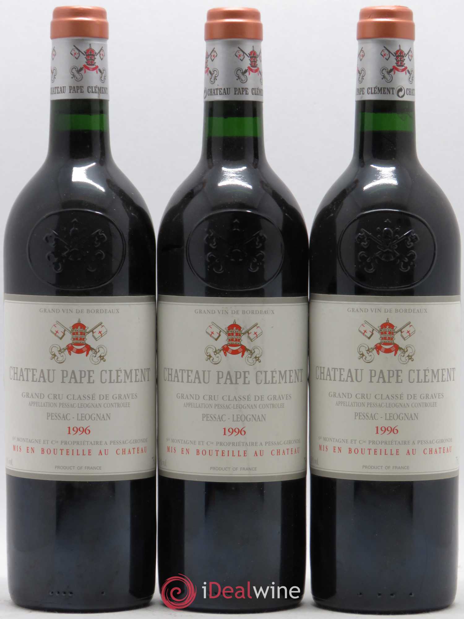 Château Pape Clément Cru Classé de Graves 1996 - Lot de 3 bouteilles - 0