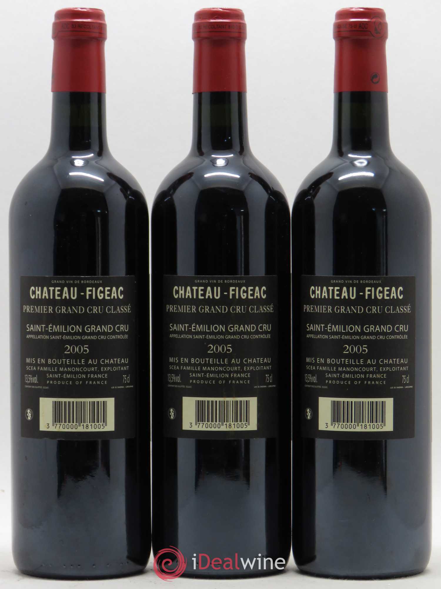 Château Figeac 1er Grand Cru Classé A 2005 - Lot de 3 bouteilles - 1