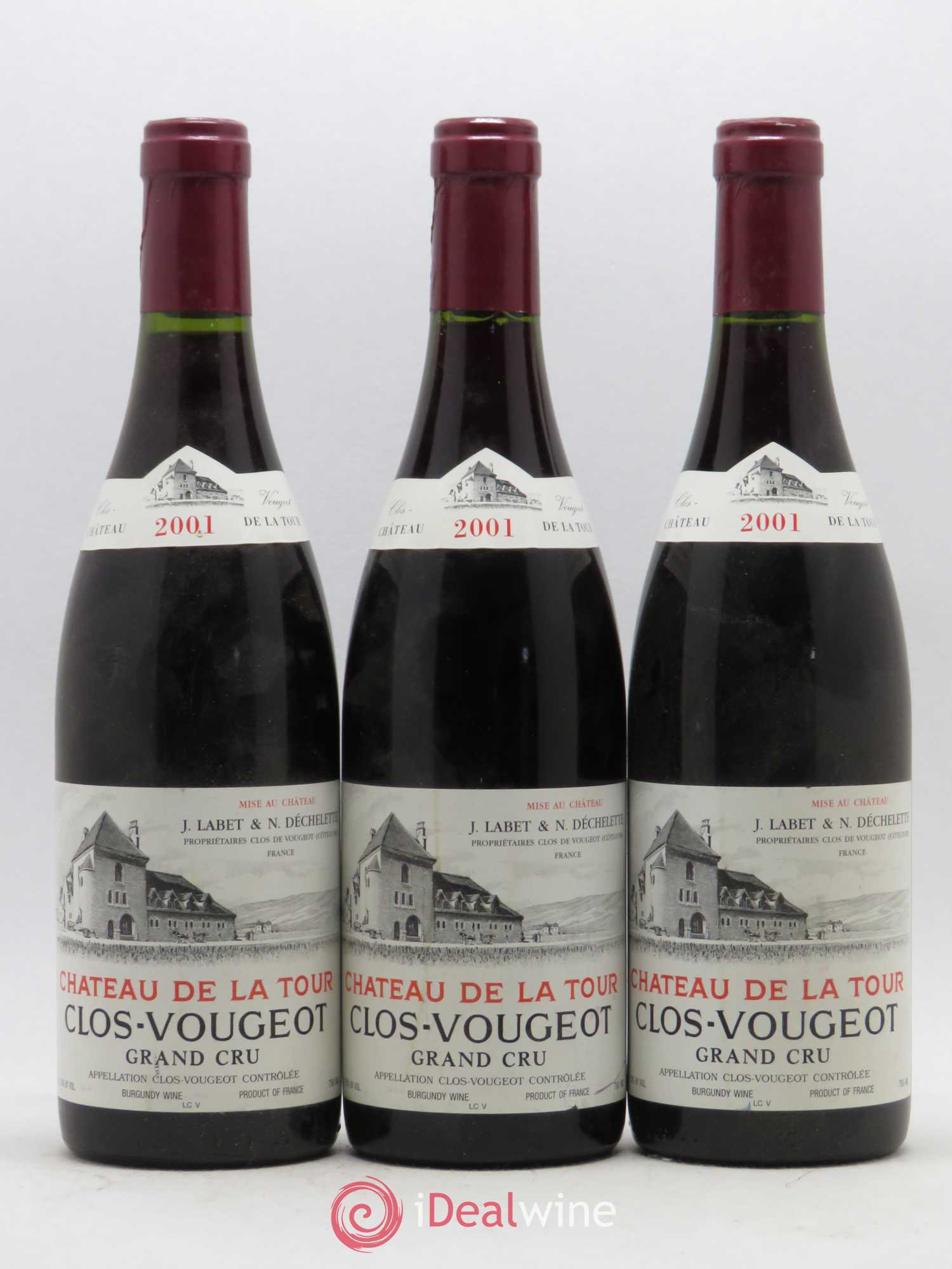 Clos de Vougeot Grand Cru Château de La Tour 2001 - Lot de 3 bouteilles - 0
