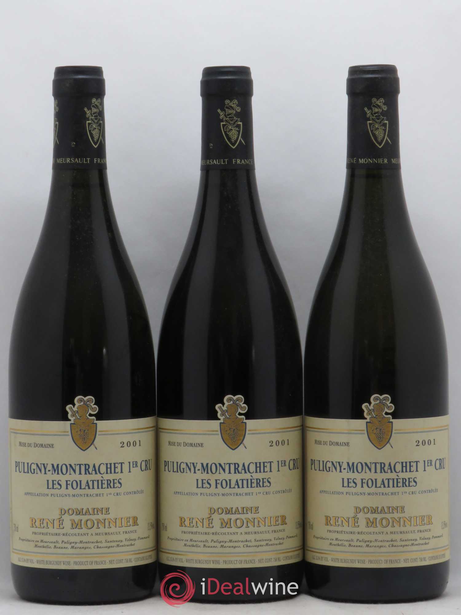 Puligny-Montrachet 1er Cru Les Folatieres R. Monnier 2001 - Lot de 3 bouteilles - 0