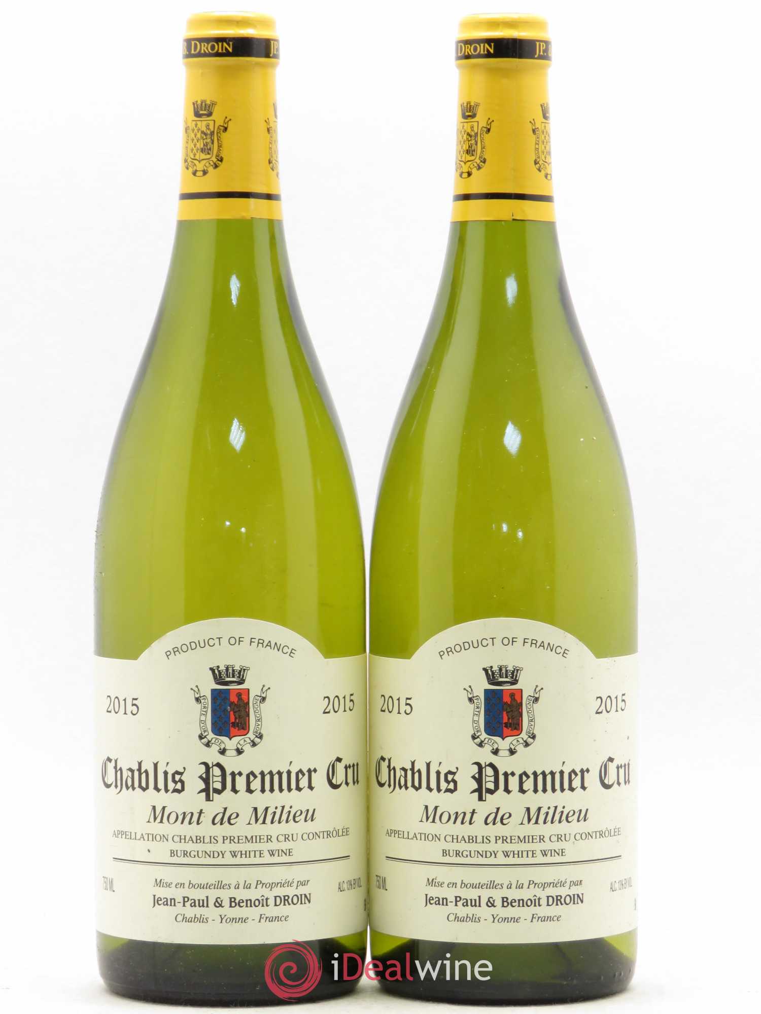 Chablis 1er Cru Mont de Milieu Jean-Paul & Benoît Droin (Domaine) 2015 - Lot de 2 bouteilles - 0