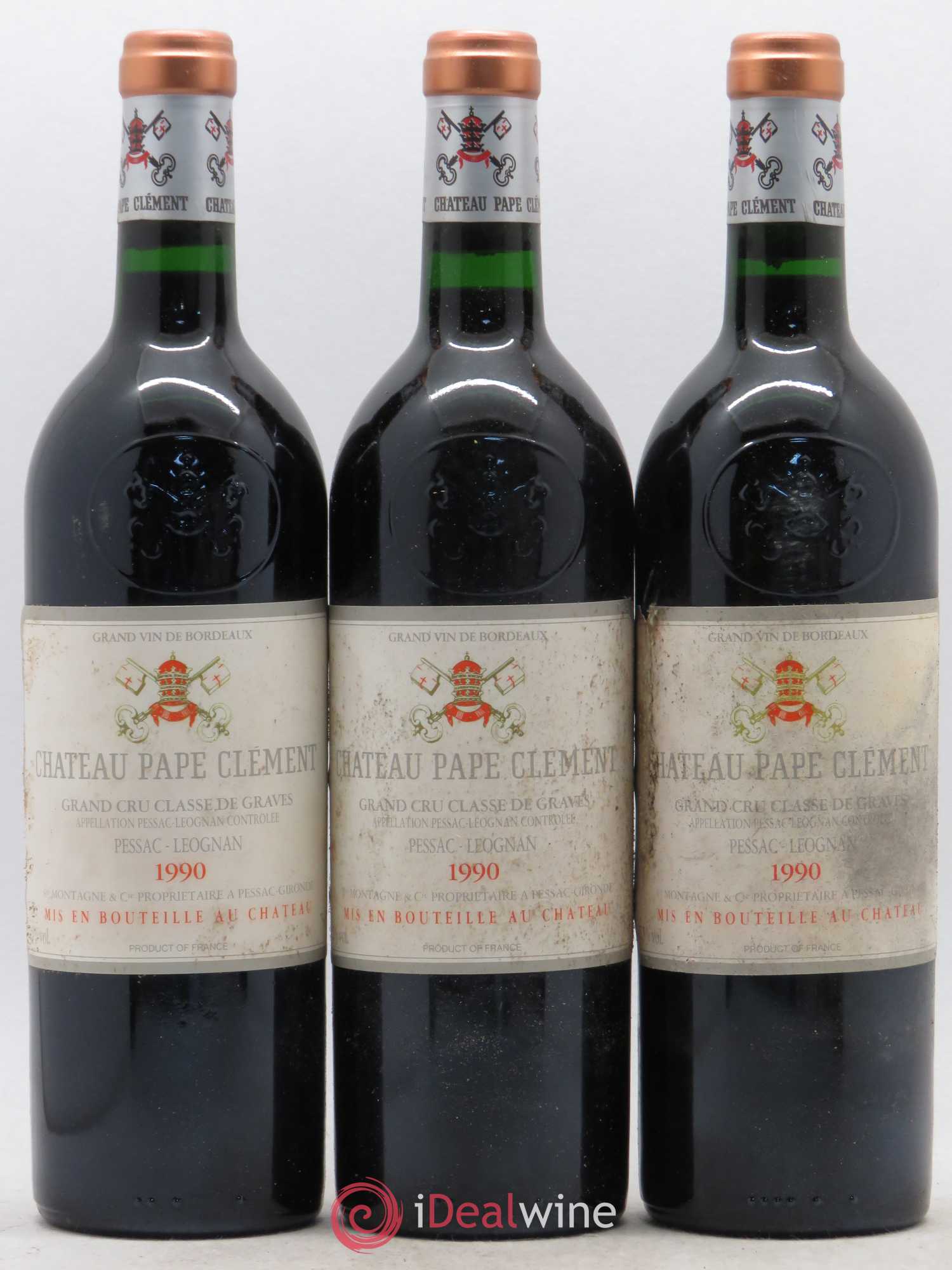 Château Pape Clément Cru Classé de Graves 1990 - Lot de 3 bouteilles - 0