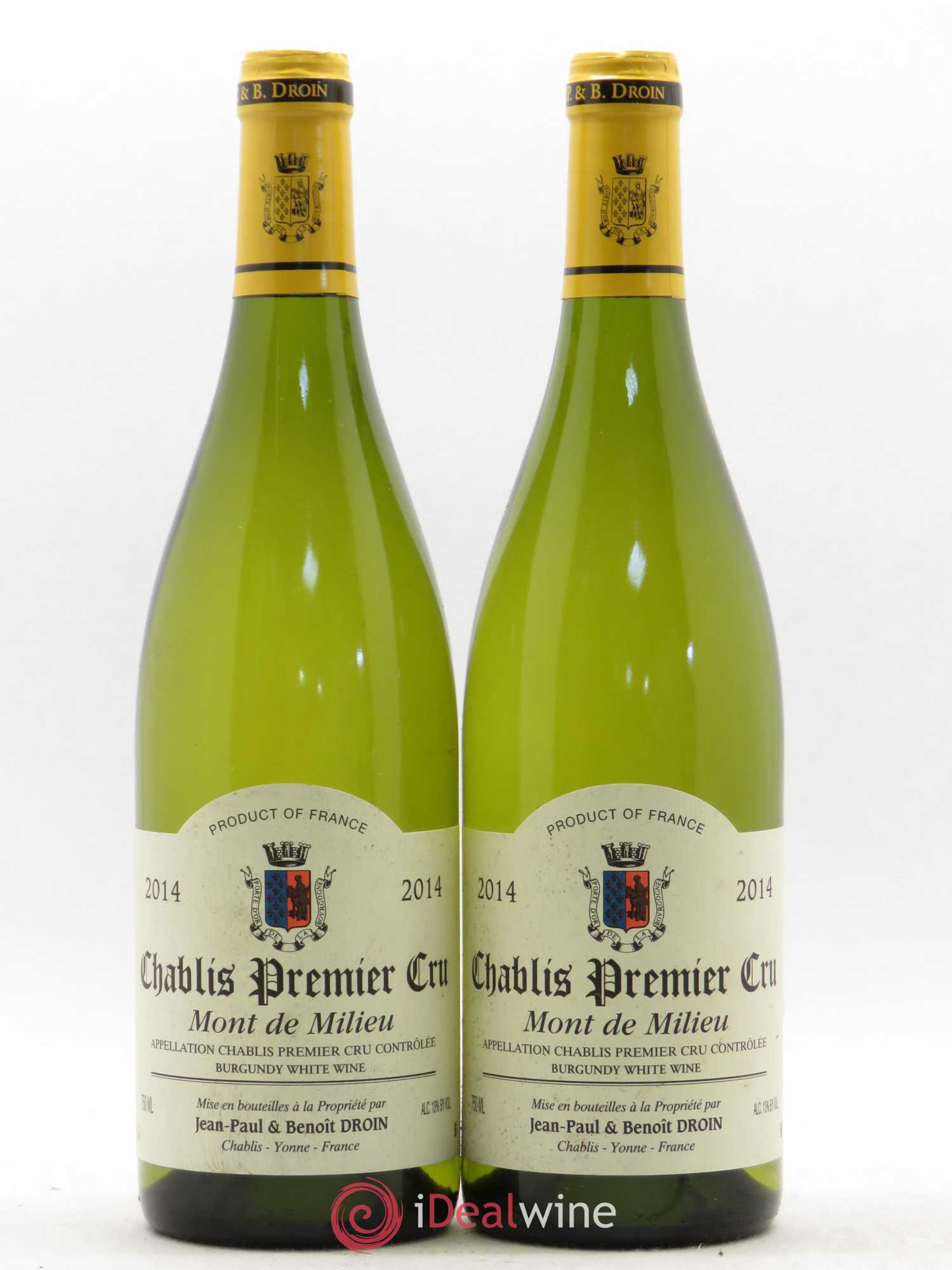 Chablis 1er Cru Mont de Milieu Jean-Paul & Benoît Droin (Domaine) 2014 - Lot de 2 bouteilles - 0