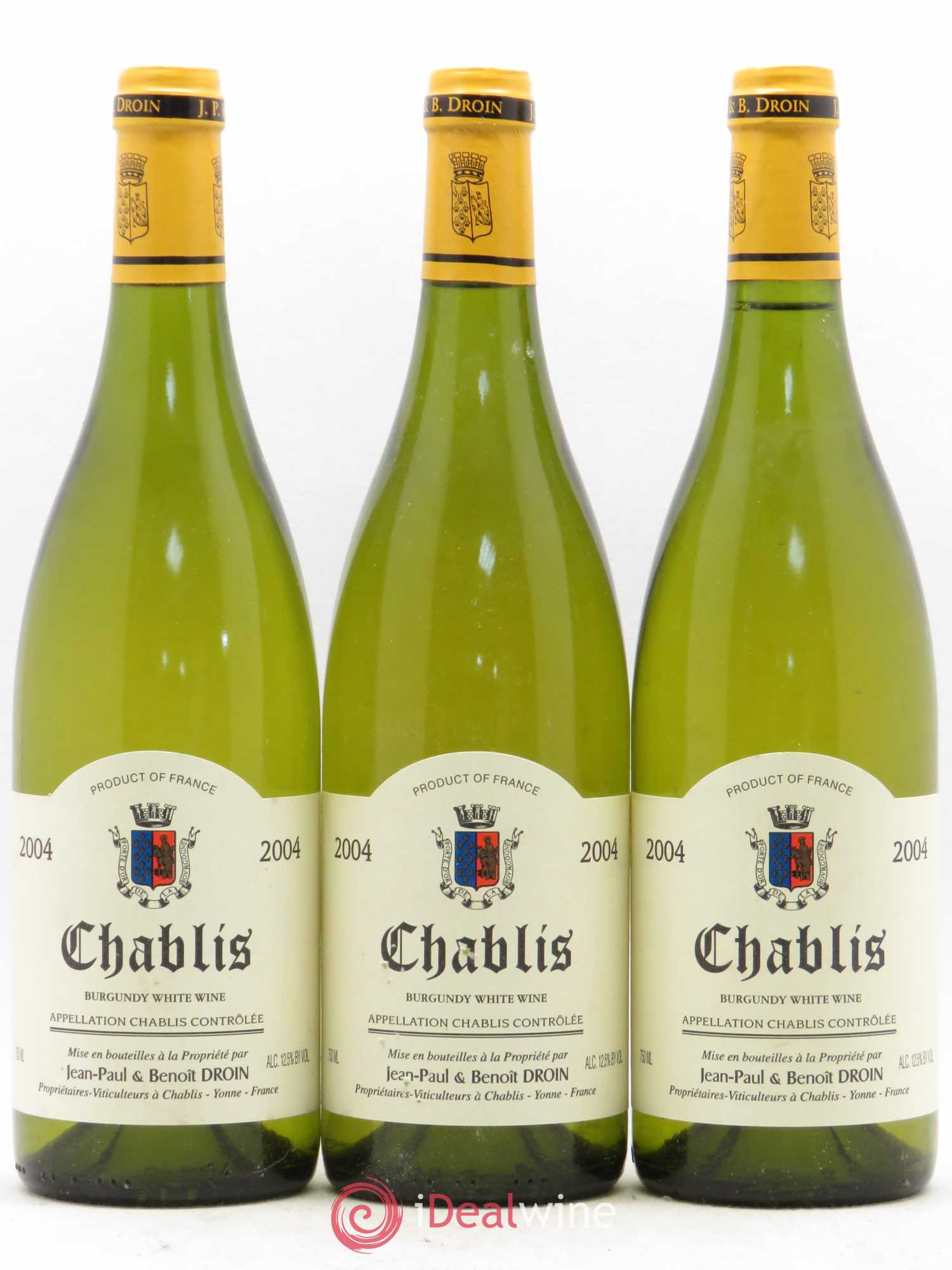 Chablis Jean-Paul & Benoît Droin (Domaine) 2004 - Lot de 3 bouteilles - 0