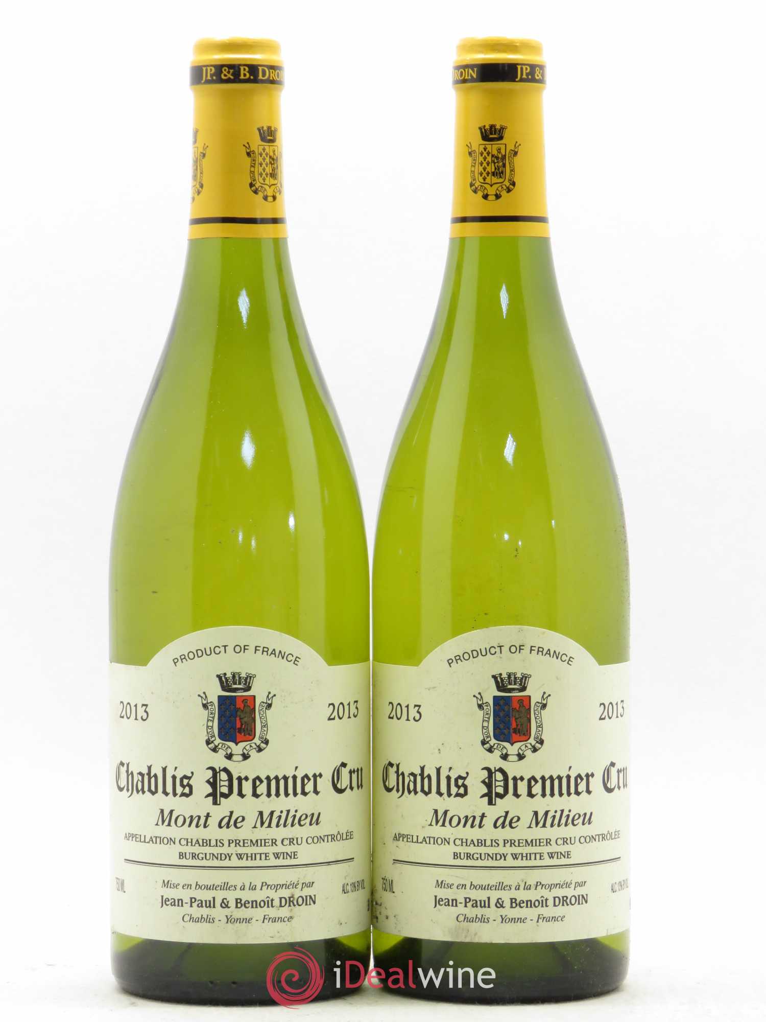 Chablis 1er Cru Mont de Milieu Jean-Paul & Benoît Droin (Domaine) 2013 - Lot de 2 bouteilles - 0
