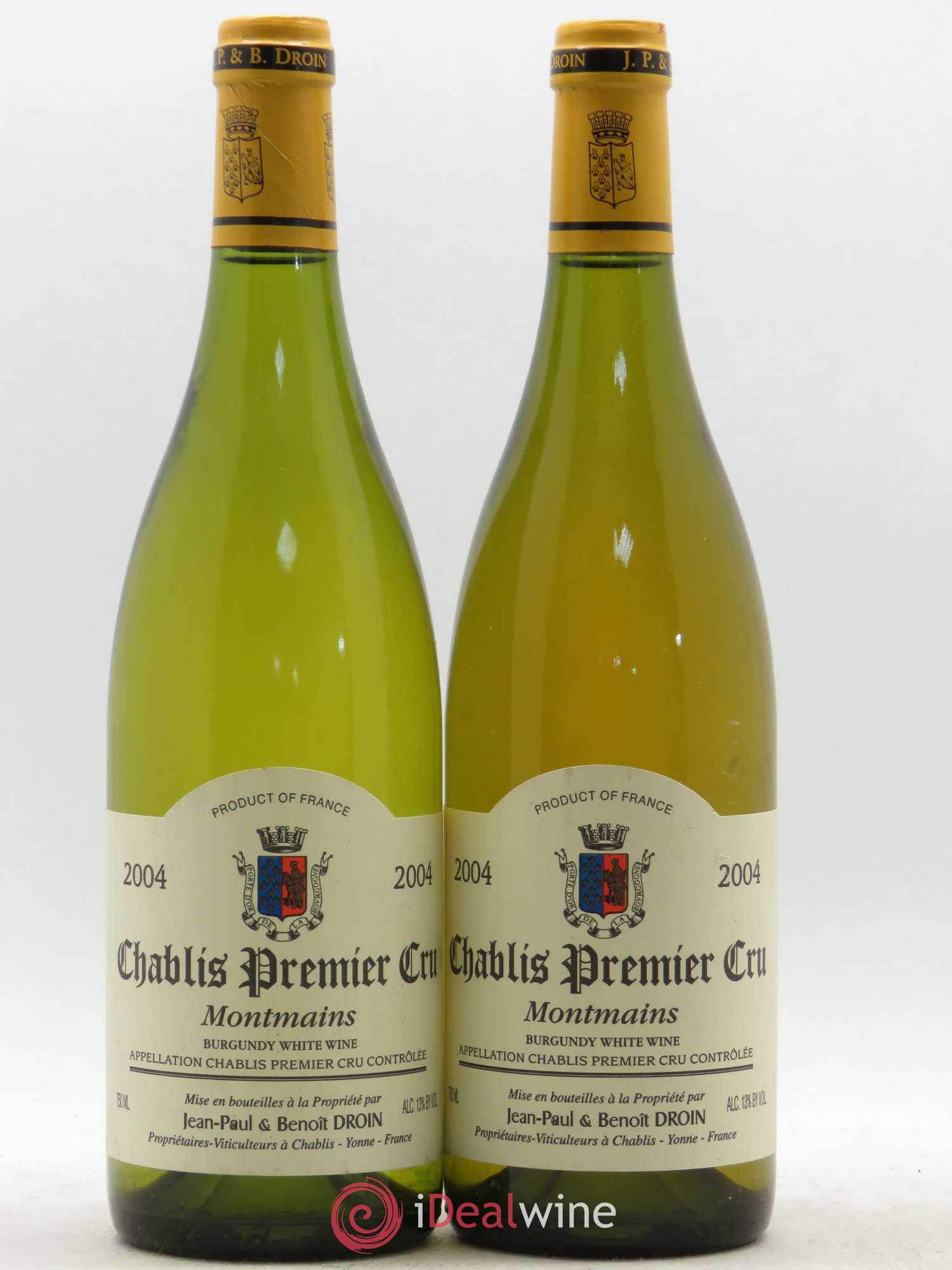 Chablis 1er Cru Montmains Jean-Paul & Benoît Droin (Domaine) 2004 - Lot de 2 bouteilles - 0