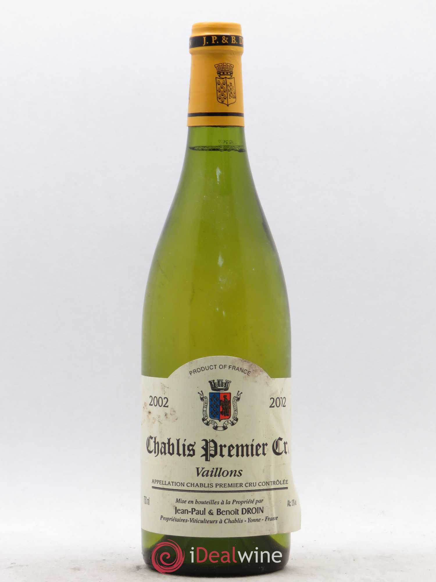 Chablis 1er Cru Vaillons Jean-Paul & Benoît Droin (Domaine) 2002 - Lot de 1 bouteille - 0