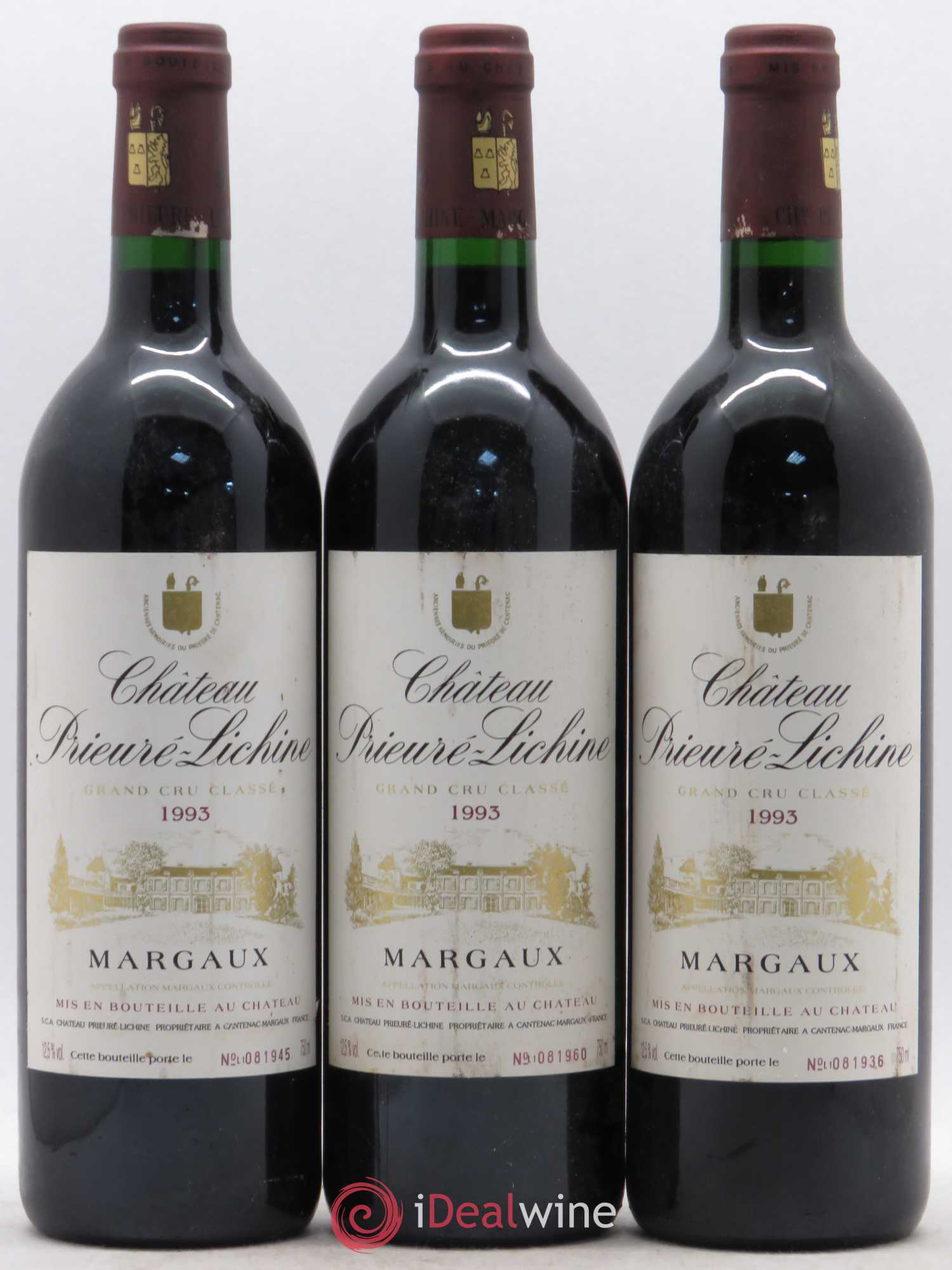 Château Prieuré Lichine 4ème Grand Cru Classé 1993 - Lot de 5 bouteilles - 1