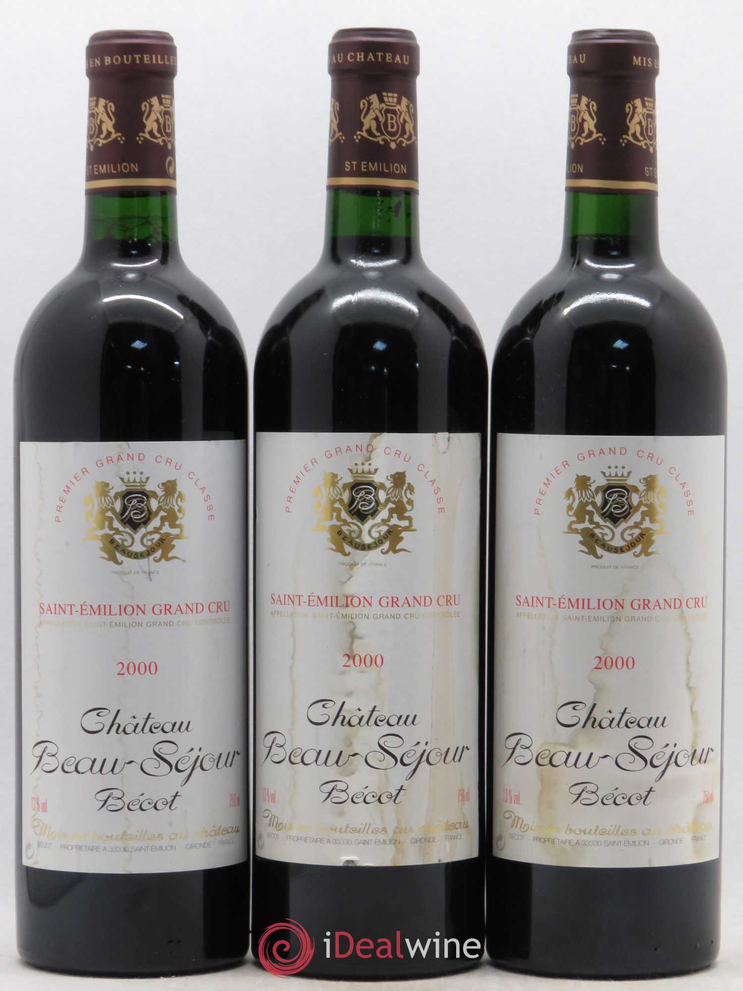 Château Beau-Séjour Bécot 1er Grand Cru Classé B 2000 - Lot de 3 bouteilles - 0