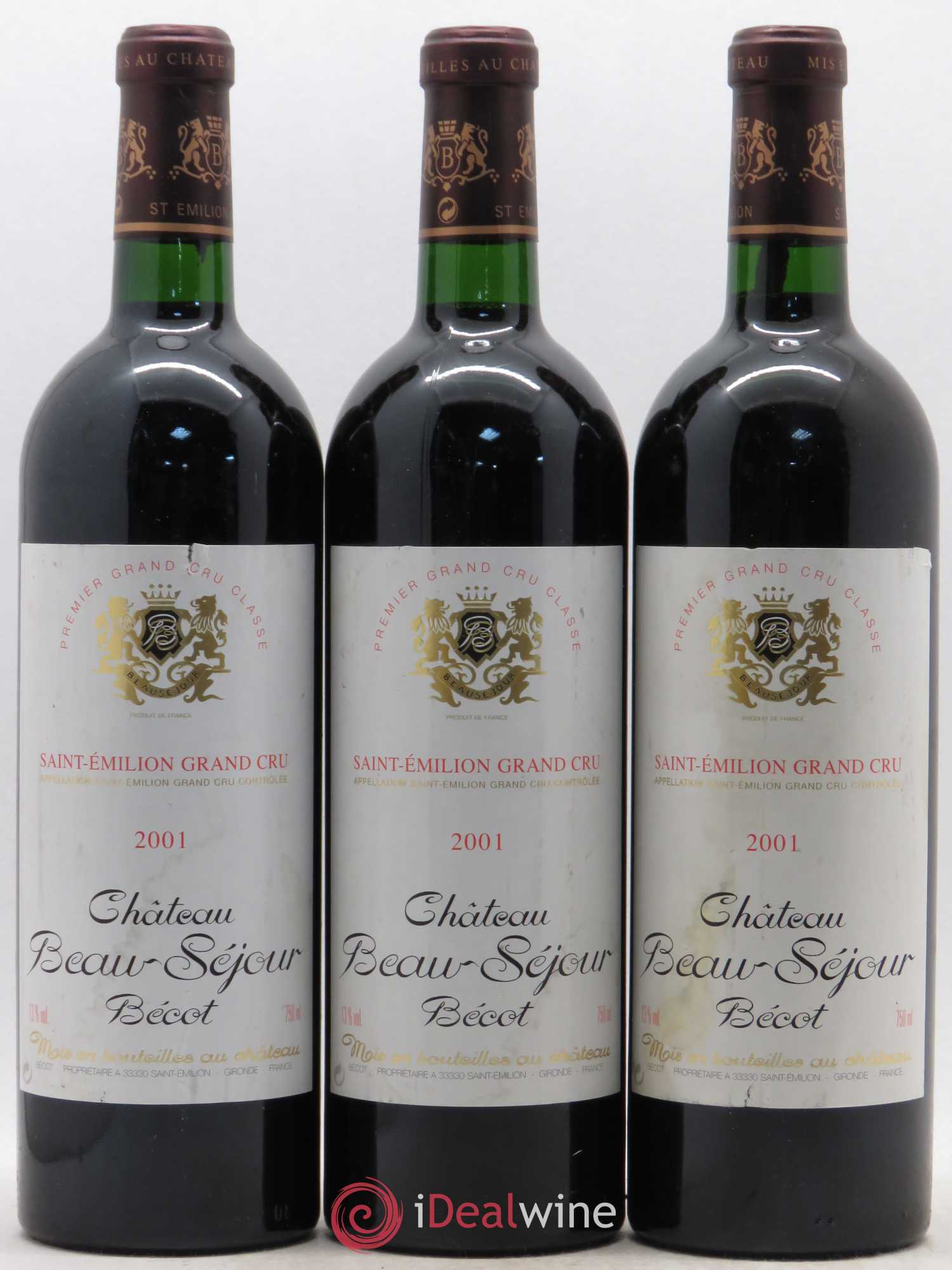 Château Beau-Séjour Bécot 1er Grand Cru Classé B (sans prix de réserve) 2001 - Lot de 6 bouteilles - 1