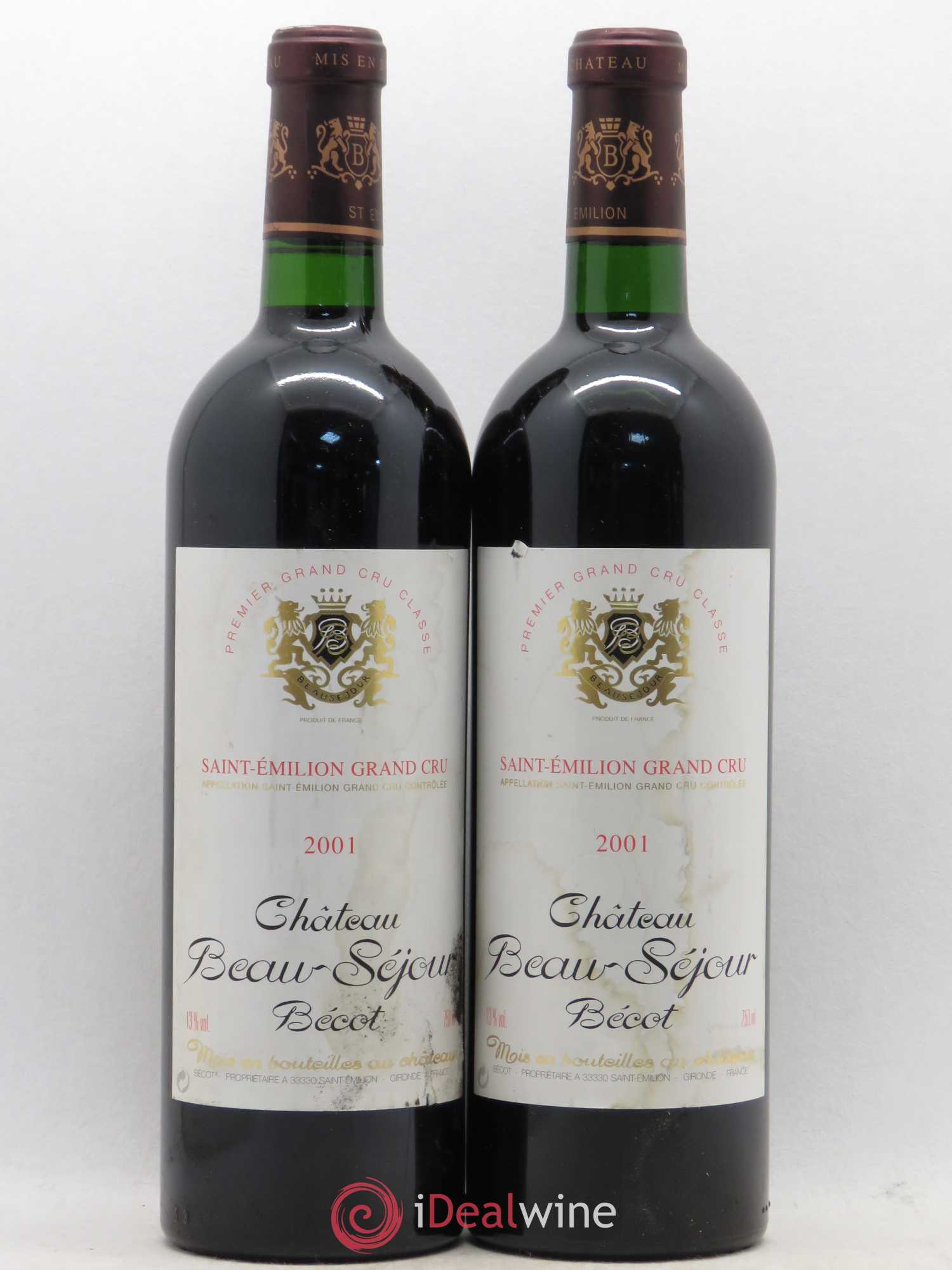 Château Beau-Séjour Bécot 1er Grand Cru Classé B 2001 - Lot de 2 bouteilles - 0