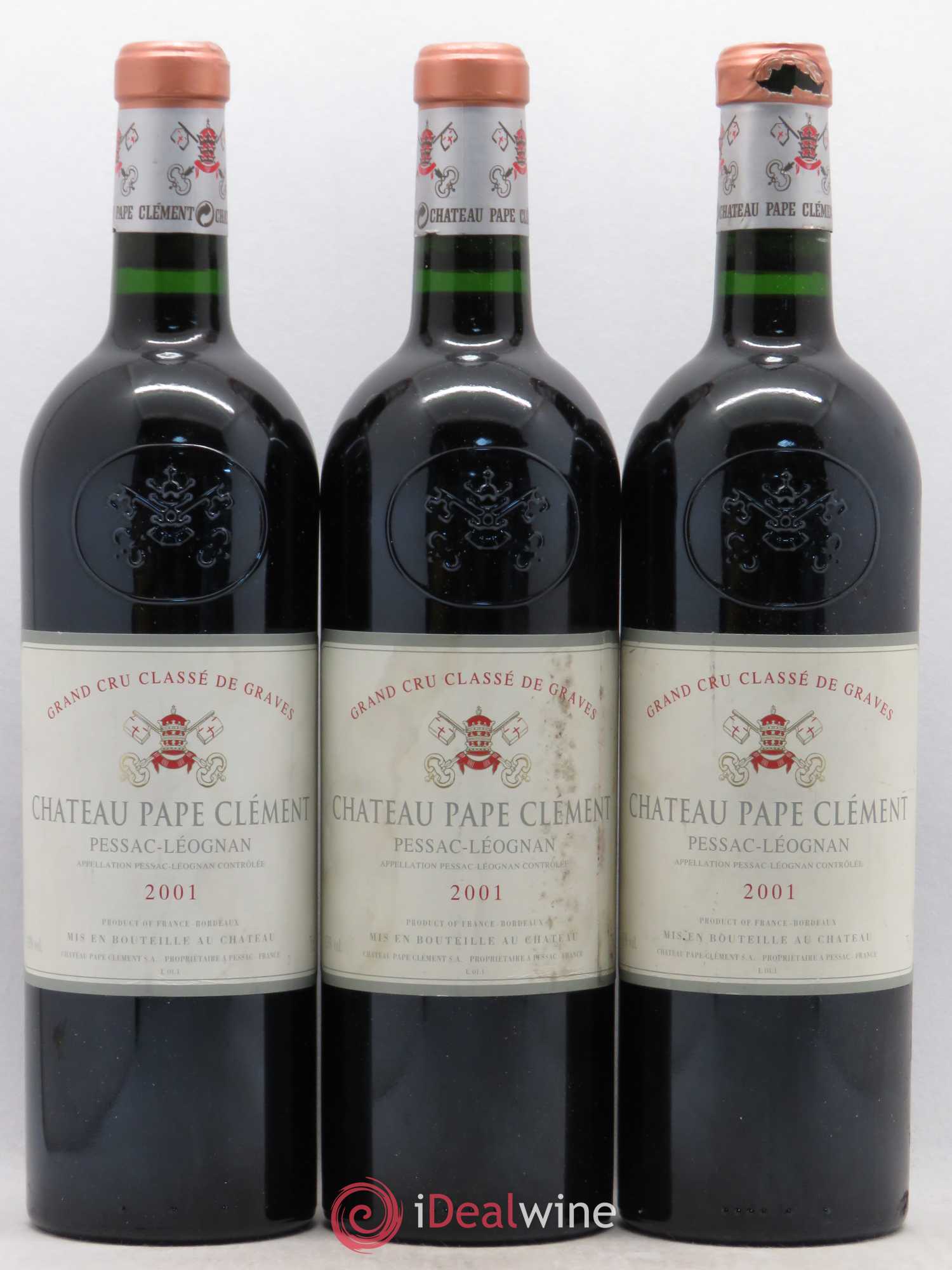 Château Pape Clément Cru Classé de Graves 2001 - Lot de 3 bouteilles - 0