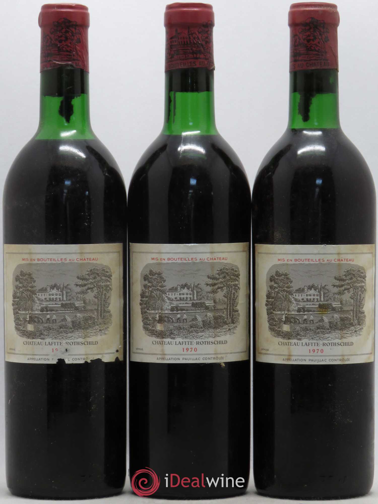 Château Lafite Rothschild 1er Grand Cru Classé 1970 - Lot de 3 bouteilles - 0