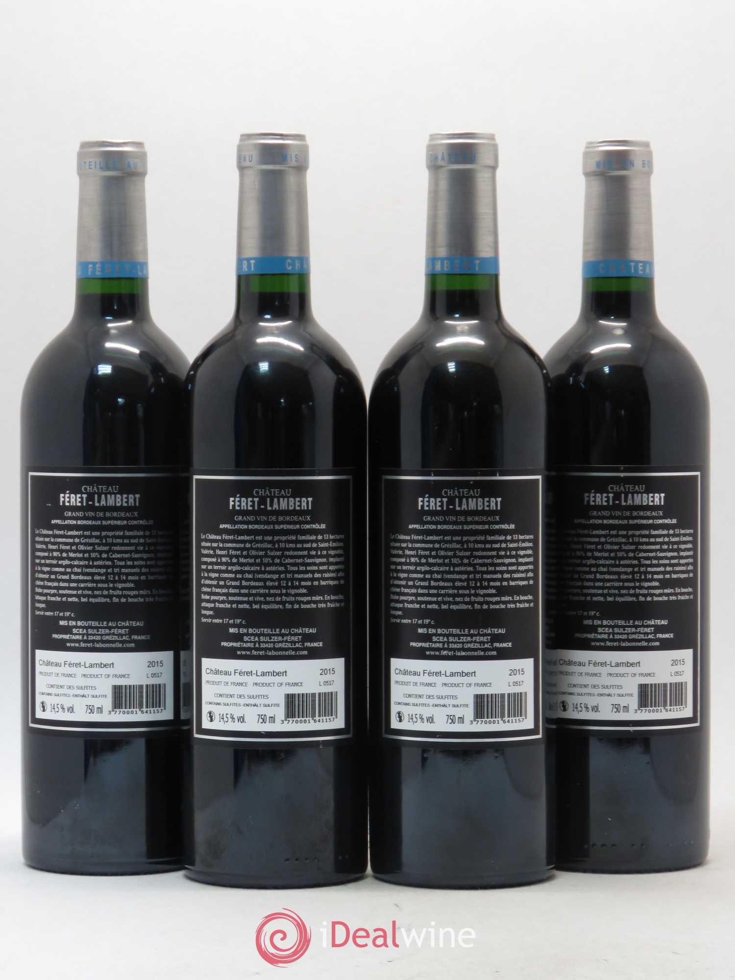 Bordeaux Supérieur Château Feret Lambert 2015 - Lot de 4 bouteilles - 1